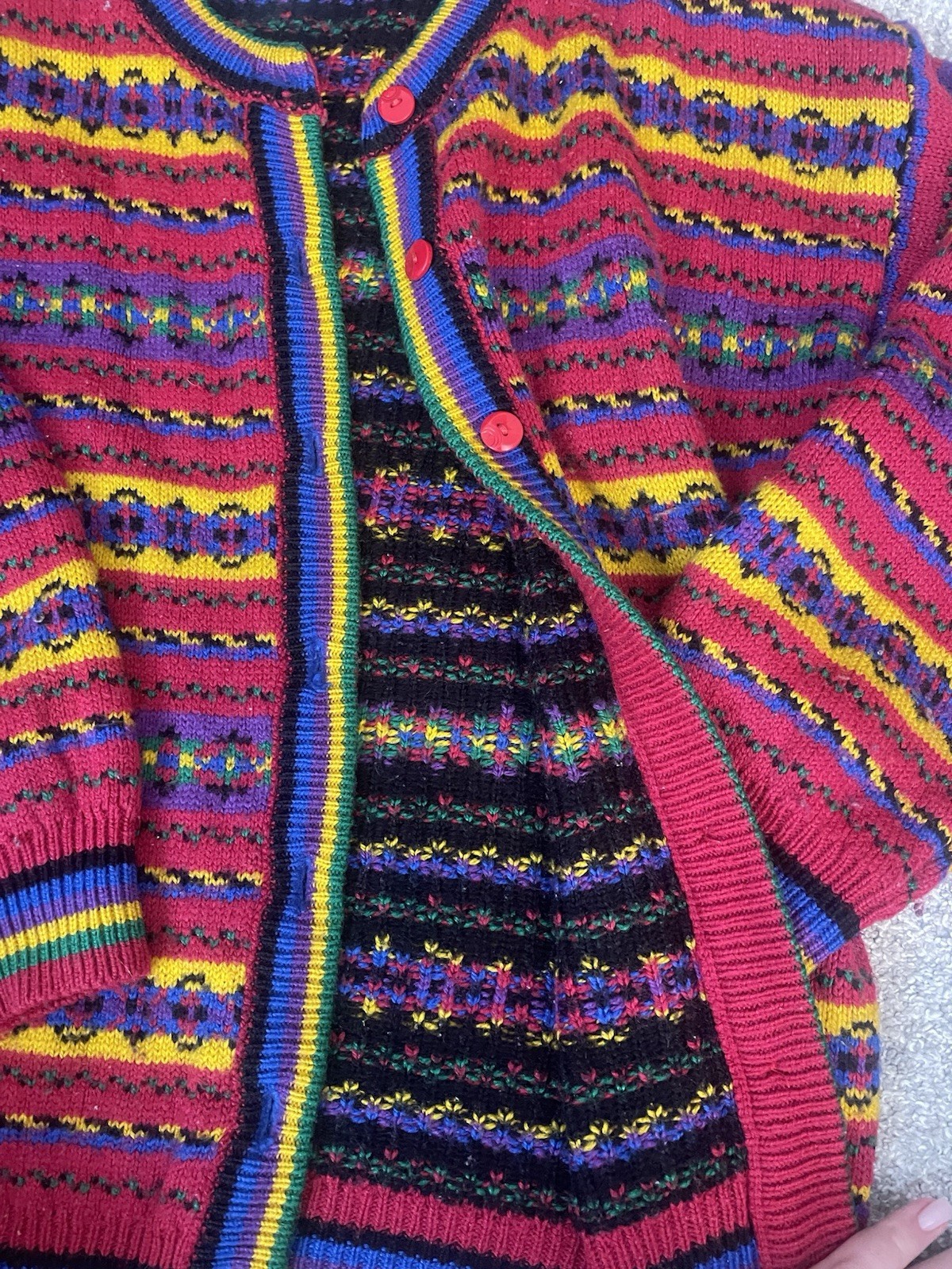 Hasting & Smith 1980s Vintage Multicolor Acrylic Sweater M Boho Casual
