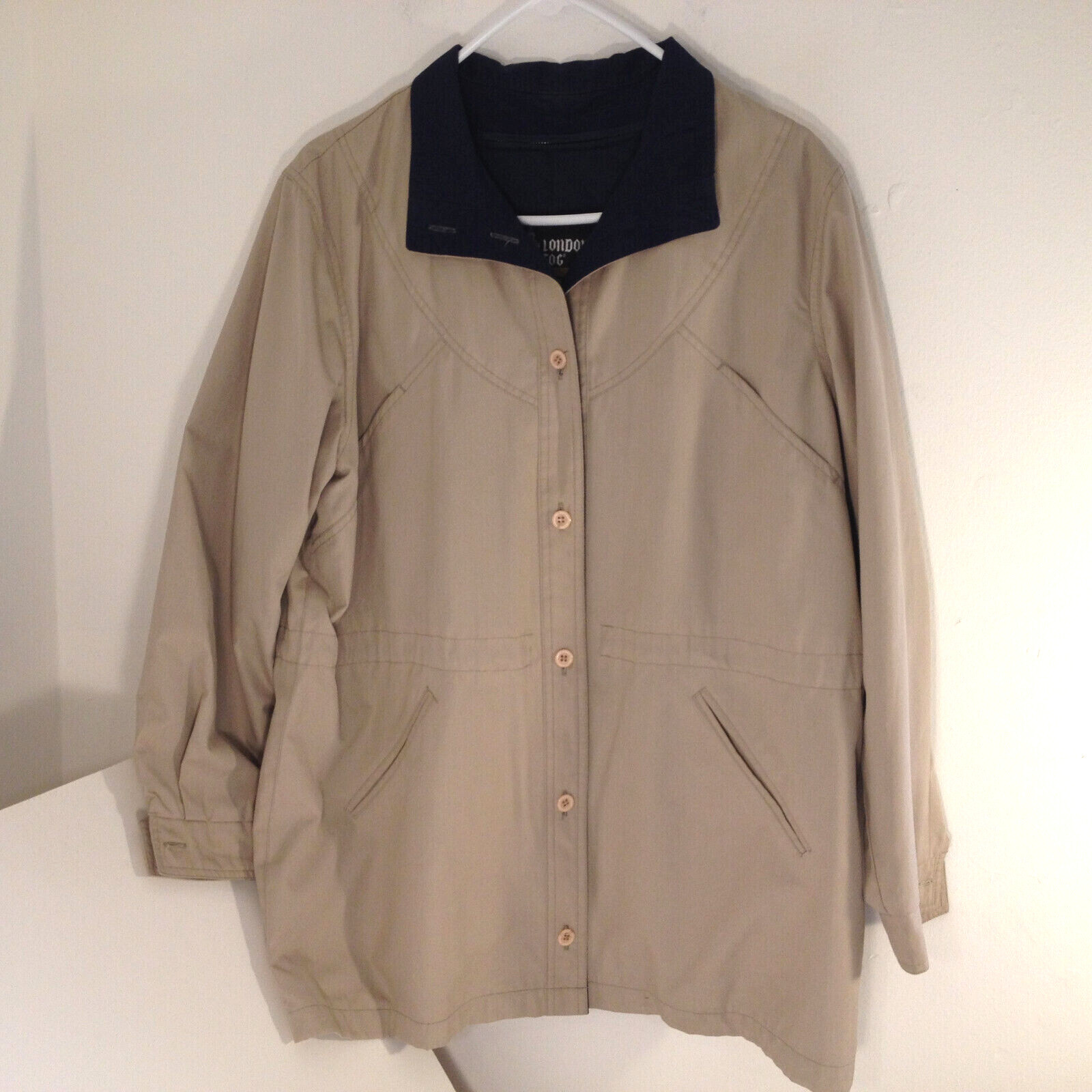 Vintage Womens London Fog Tan Jacket Coat Removable Lining Water Resistant Sz 16