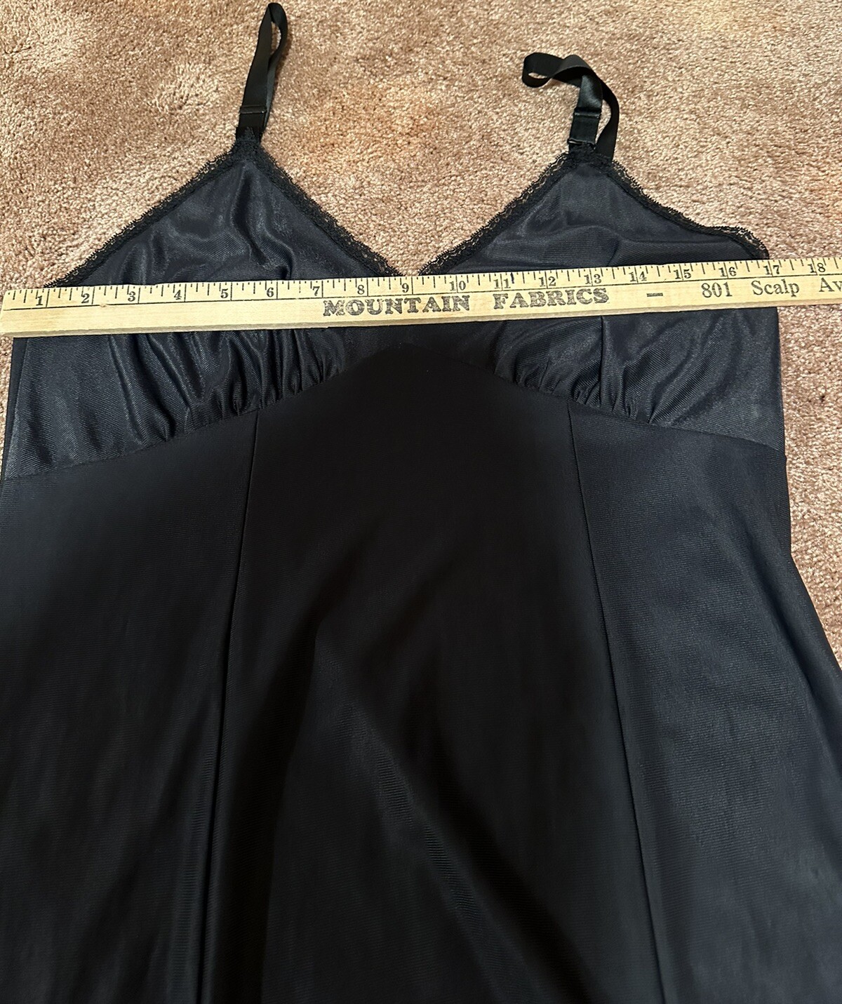 Dutch Maid Full Slip Black Size 32 nylon Vintage Chemise, Made In USA