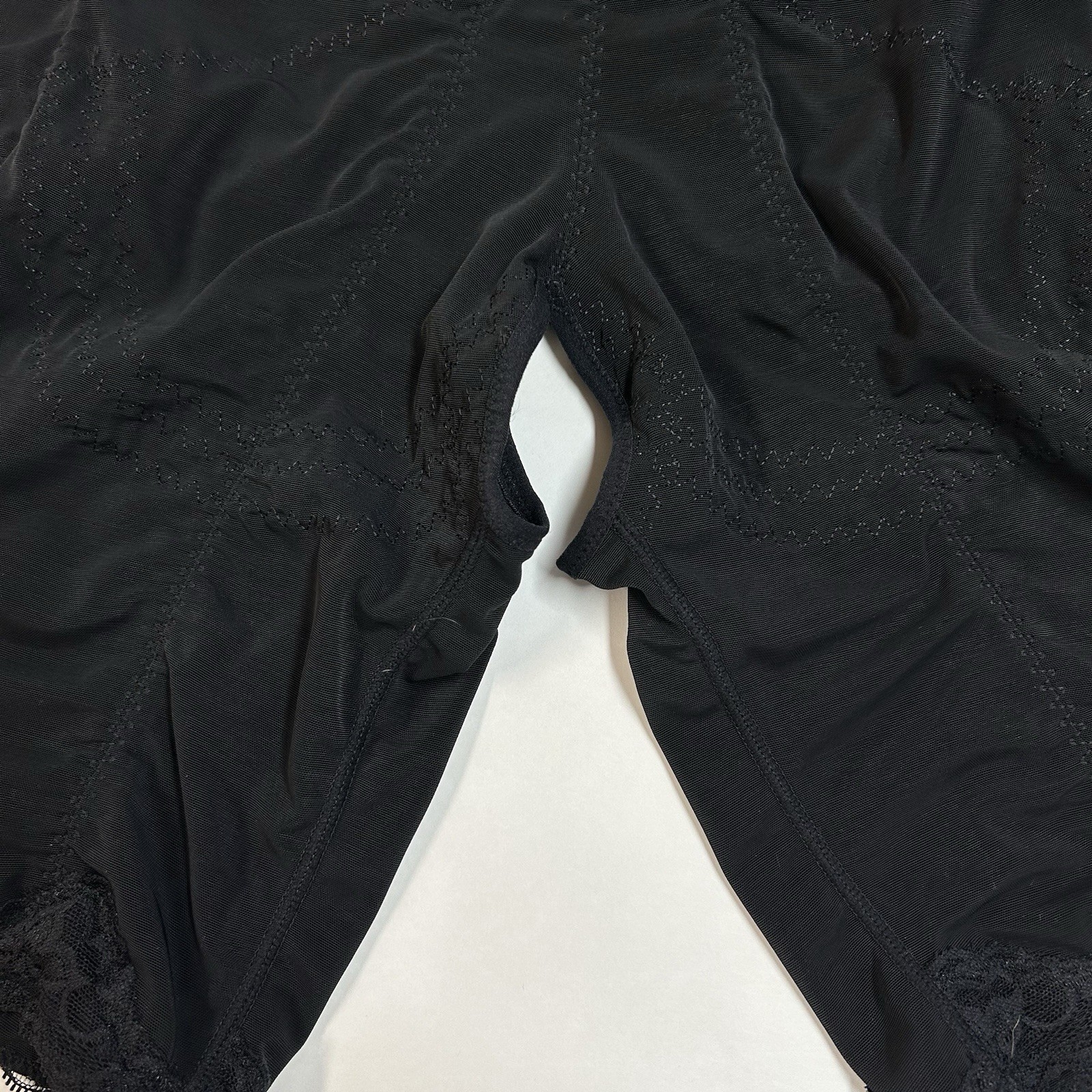 Supplim Shapewear Large Black Long Leg Crotchless Bodysuit Waist Cincher