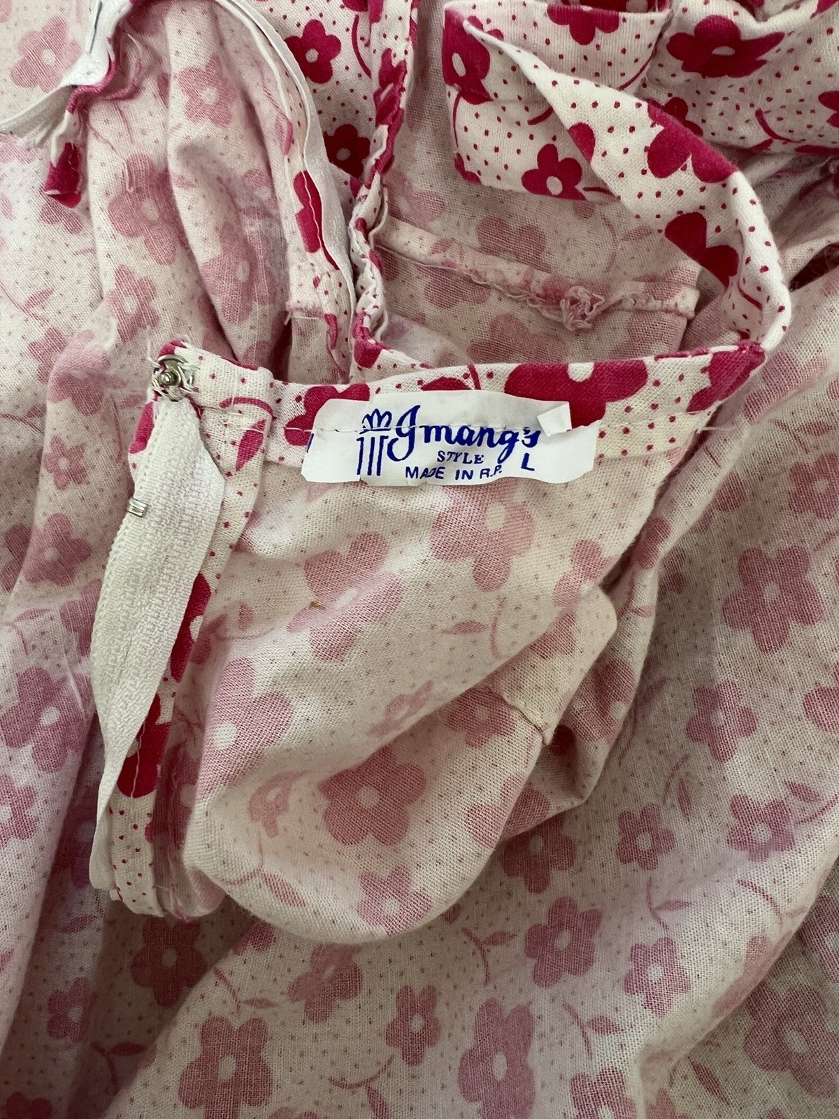Jmang’s 70s/80s Vintage Retro 1950s Style Pinup Floral Dress Pink Color Size L
