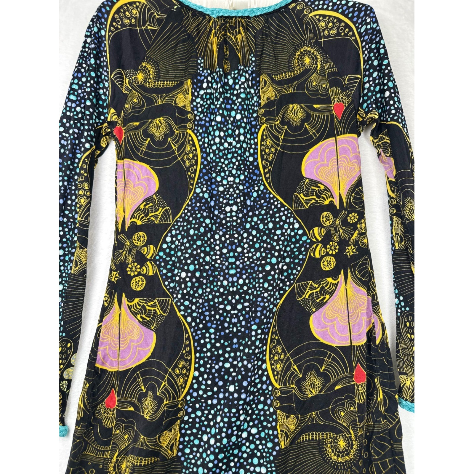 Vintage Custo Barcelona Mini Dress M Black Art Print Y2K Statement Art Designer