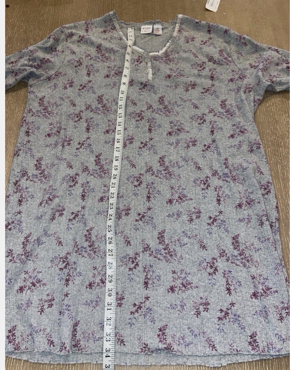 Vintage Cotton Nightgown XXL Gillian & O’Malley Gray Purple Floral Sleeveless 2X