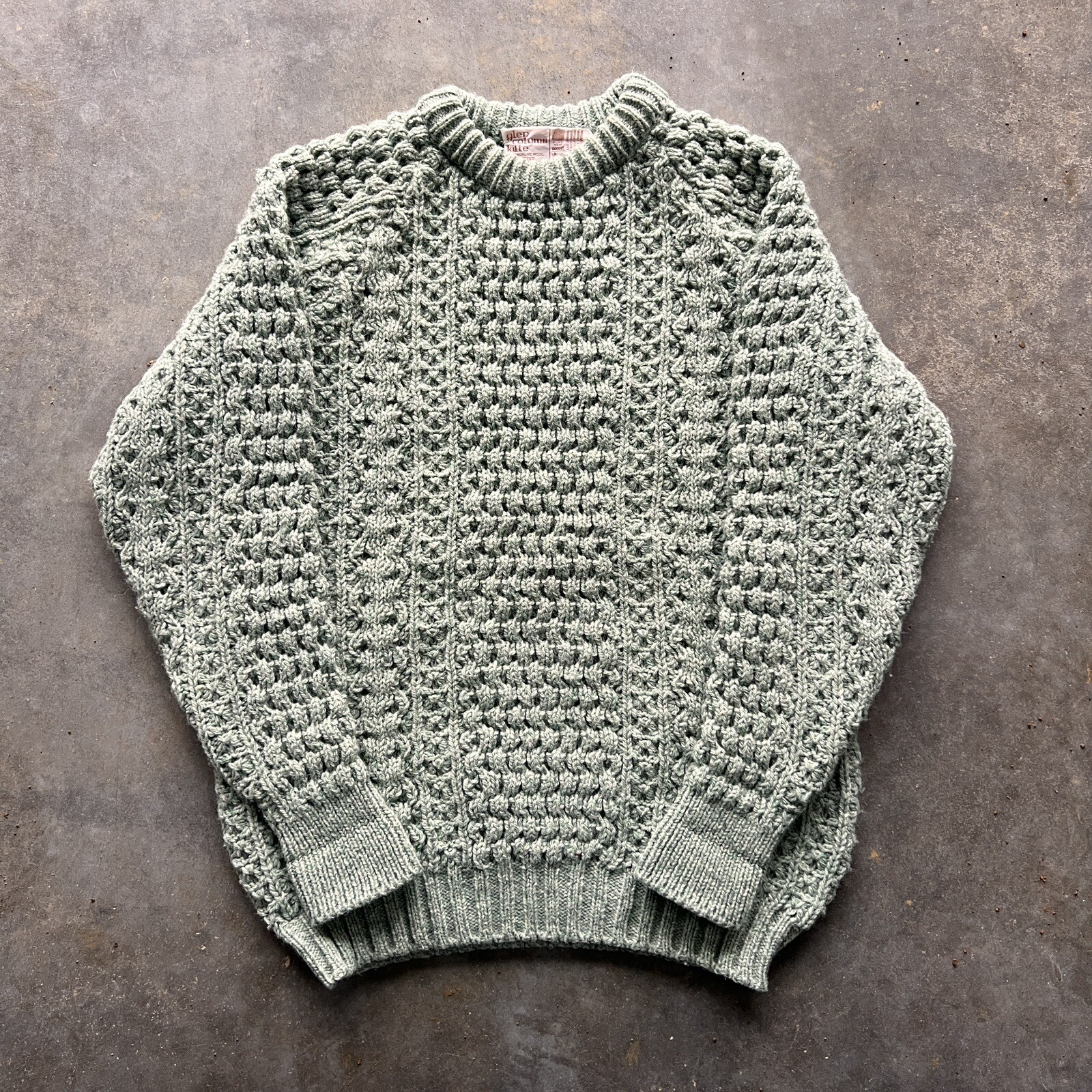 Vintage Glen Columb Kille Wool Cable Knit Sweater Made in Ireland