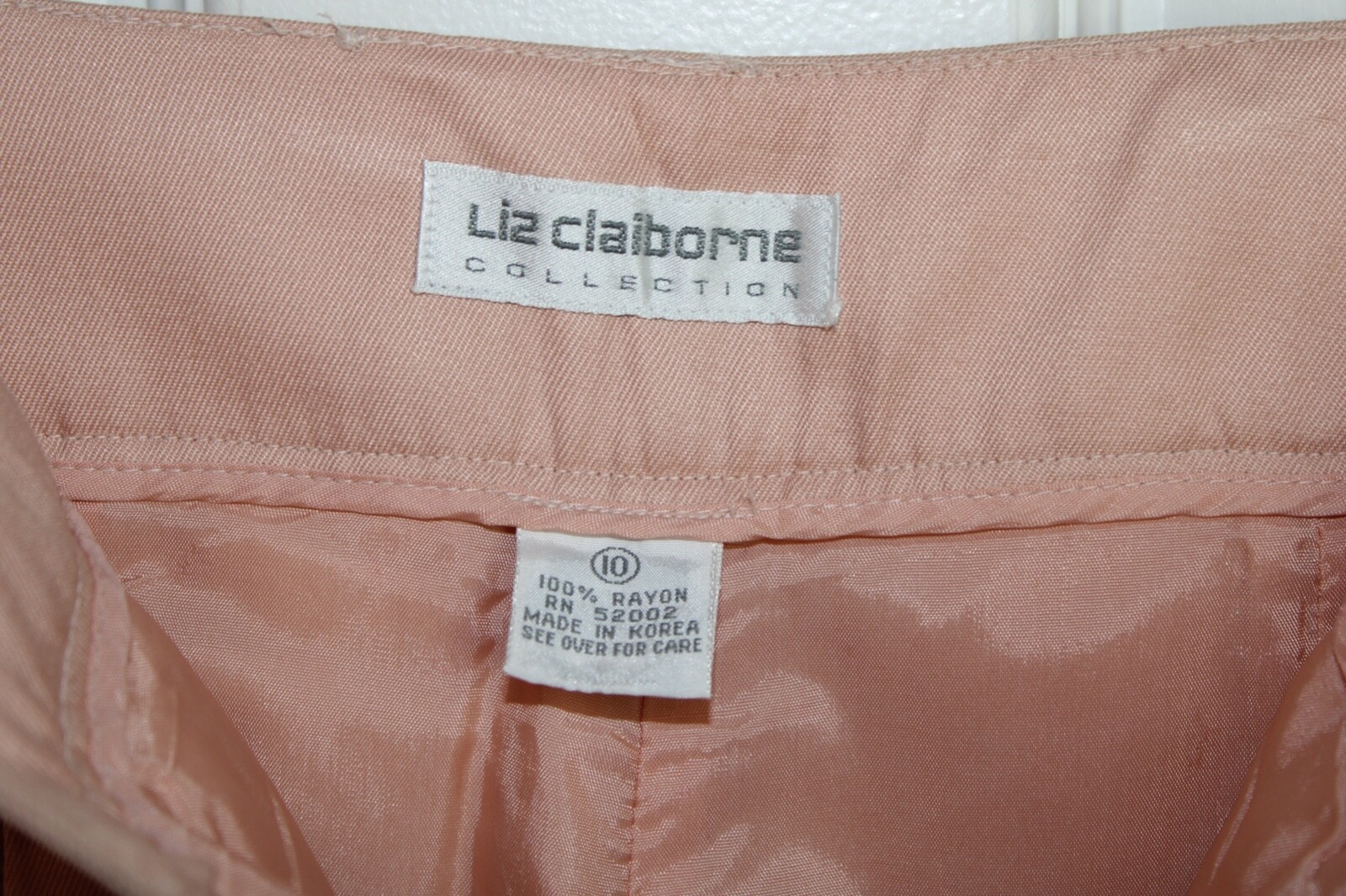 VTG 80s Liz Claiborne Collection Pink Twill Suit Set Jacket Pant Leather Belt 6