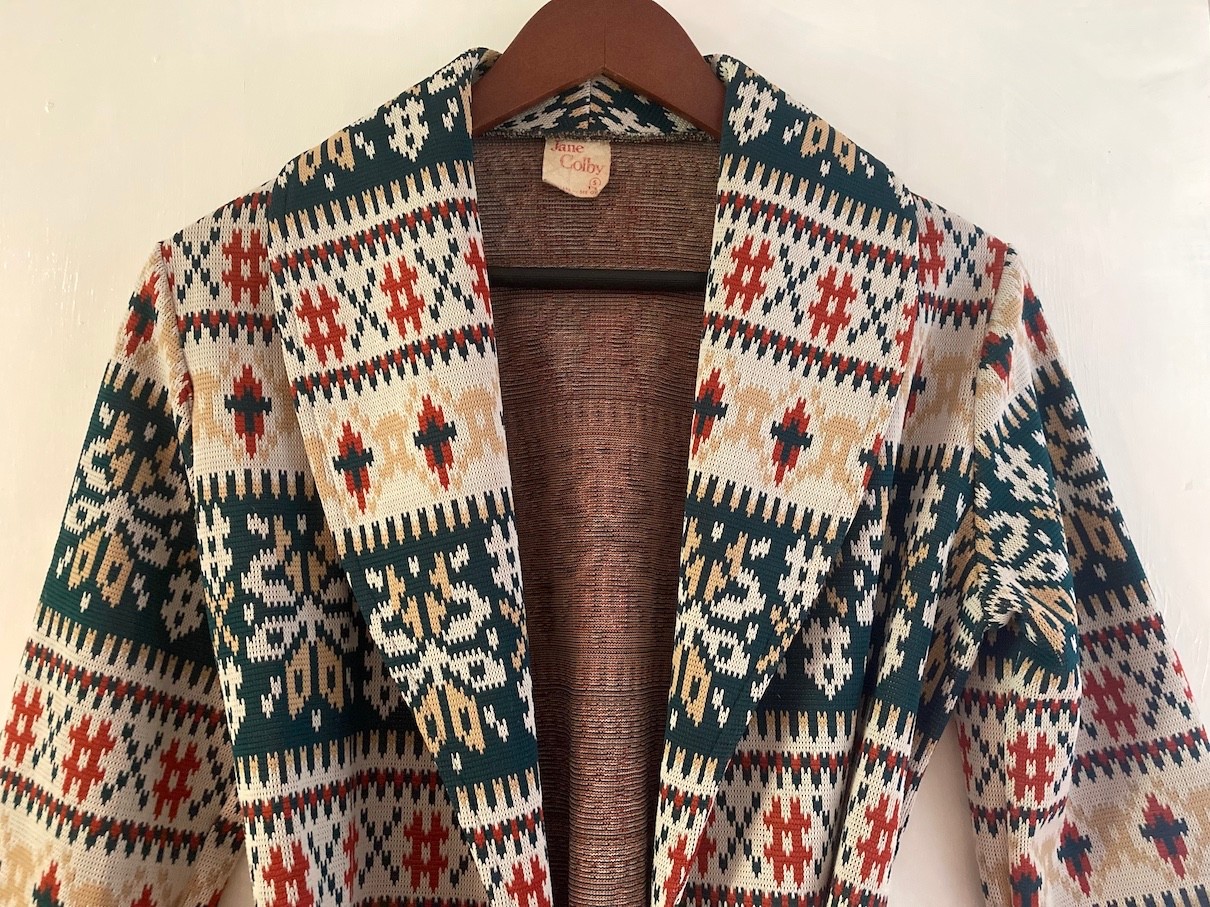 1970s Vintage Jane Colby Aztec Cardigan Jacket
