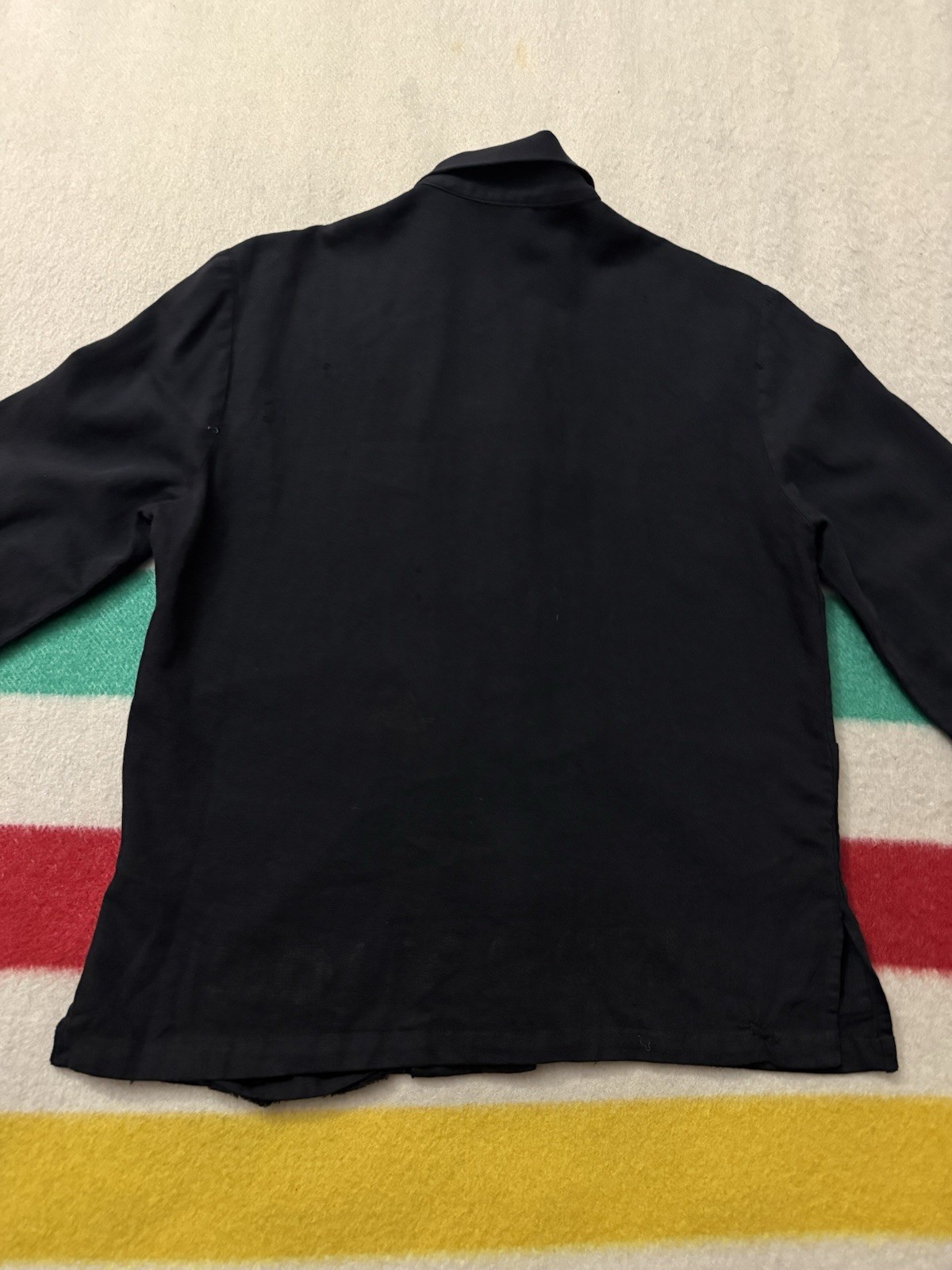 Vintage 40s 1940s Women’s Black Rayon Cotton Light Chore Jacket Size Small S