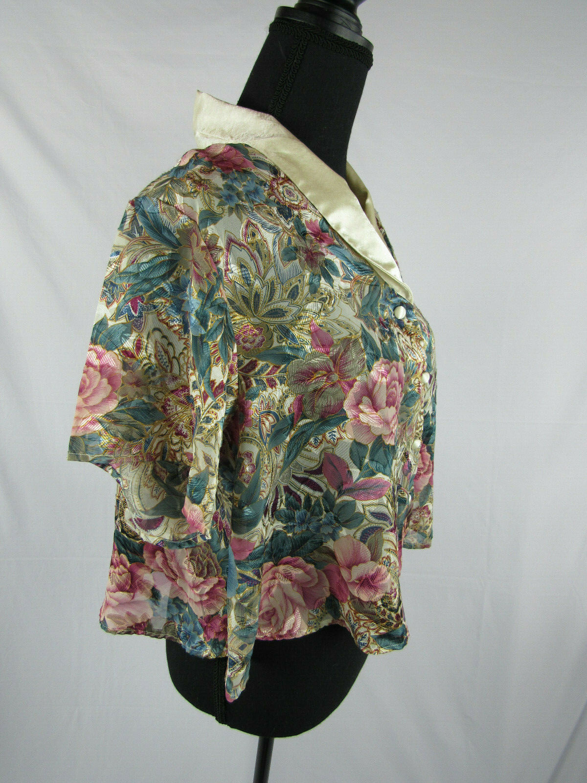 Victorias Secret Lingerie Sz S Gold Label Floral See Through Thru Blouse Vintage
