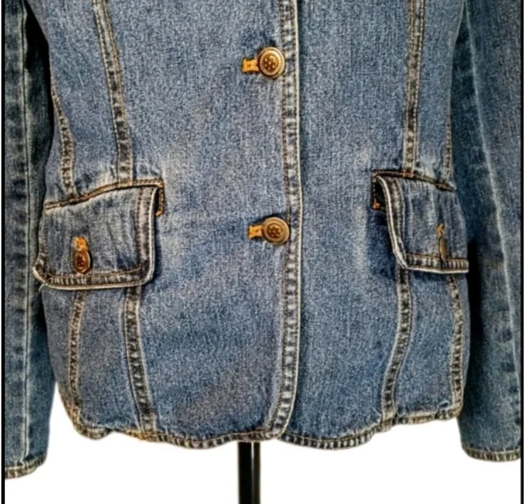 Vintage 90s Y2K Dunbrooke Women’s Denim Jean Blazer Jacket Pockets Sz M