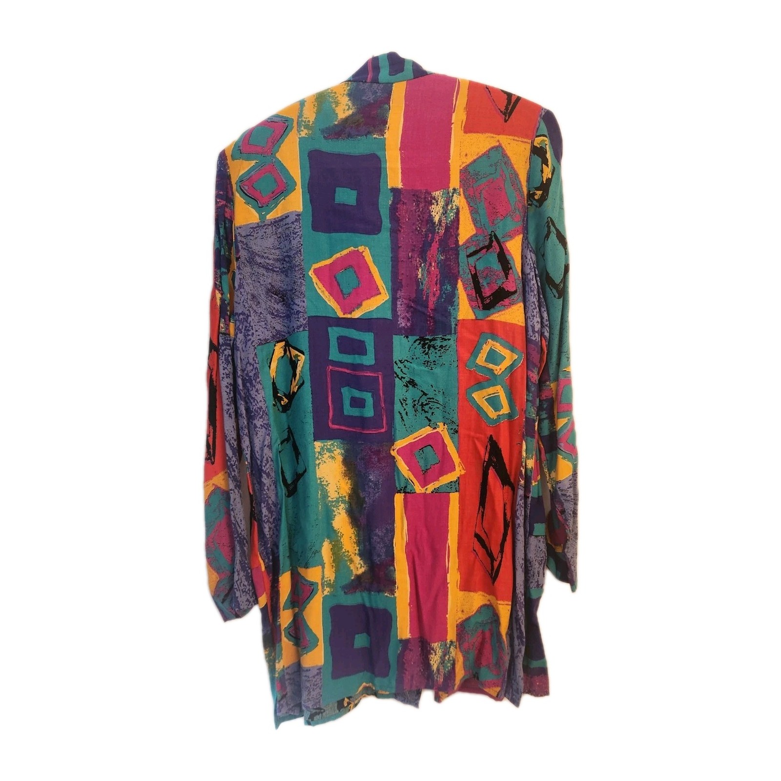 Vtg 90s Colorful Top Abstract Art To Wear Blouse Shirt Quirky Maximalist Sz 8