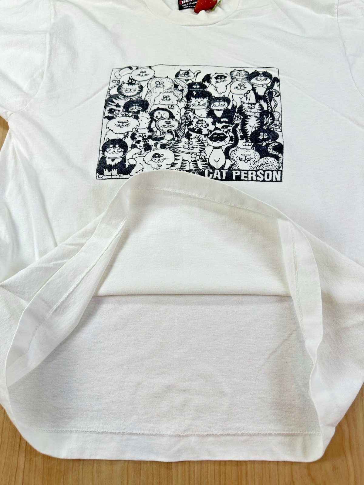 vintage 90’s CAT PERSON t shirt LARGE screen stars best ILLUISTRATION cute NORM