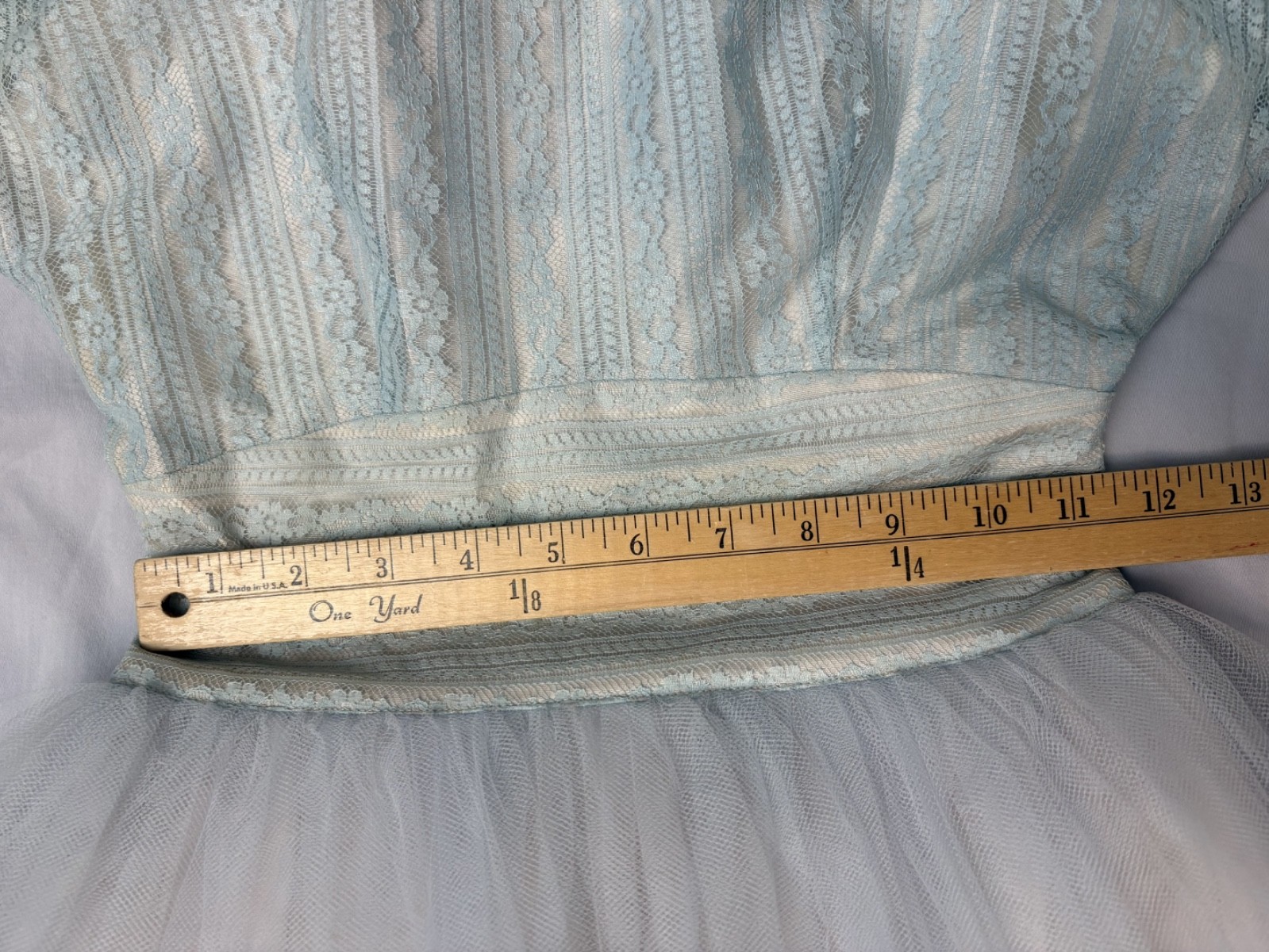 Vintage 1950s Lace Tulle Illusion Dress Wedding Bridesmaid Modest Princess XXS
