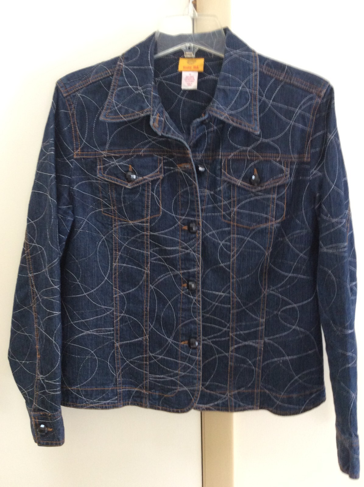 Vintage Ruby Rd. Denim Blazer Womans Size 12 Embroidered Jacket