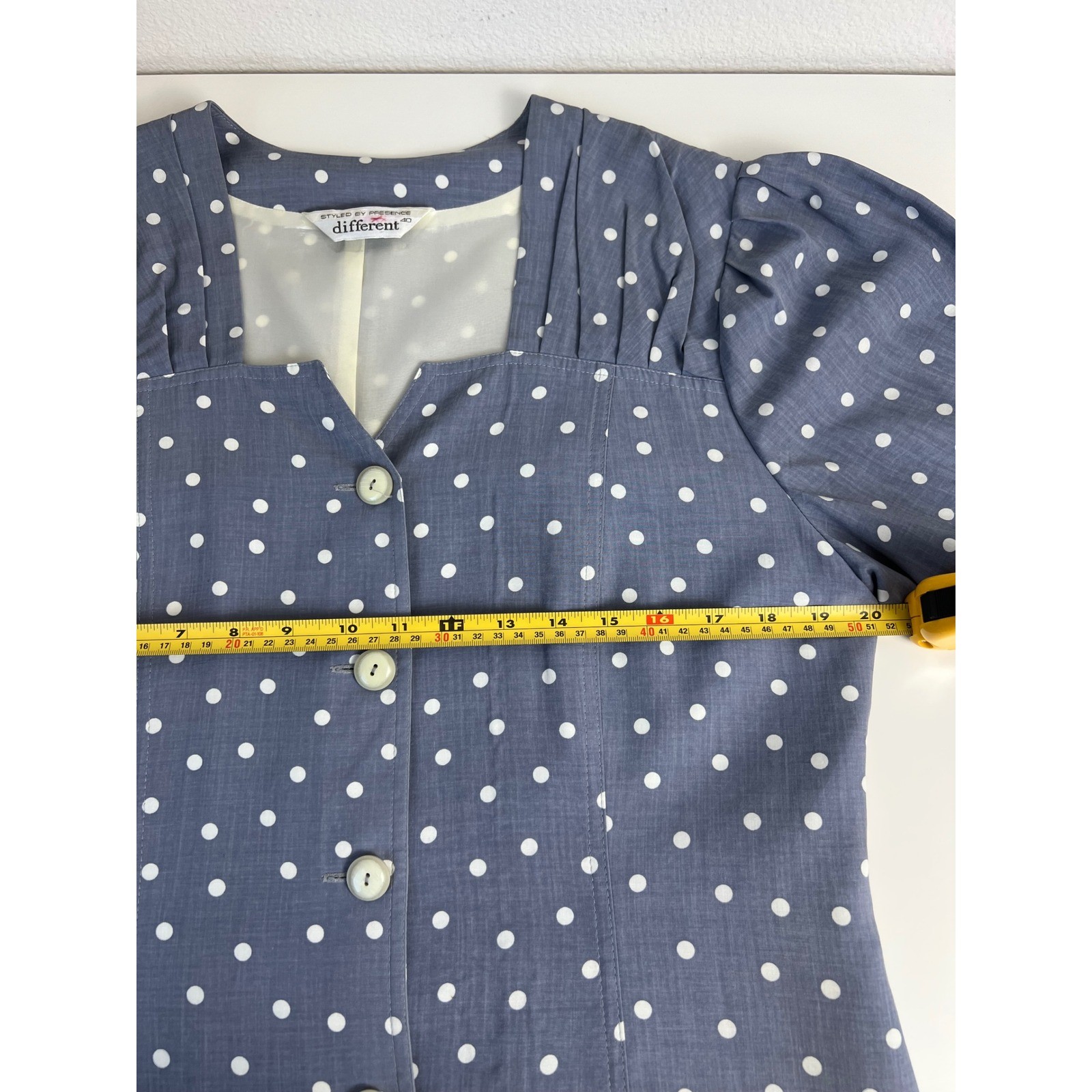 VTG 80s Retro Modest Polka Dot Skirt Suit EU40 US 8/10 Button Front 2 Piece Set