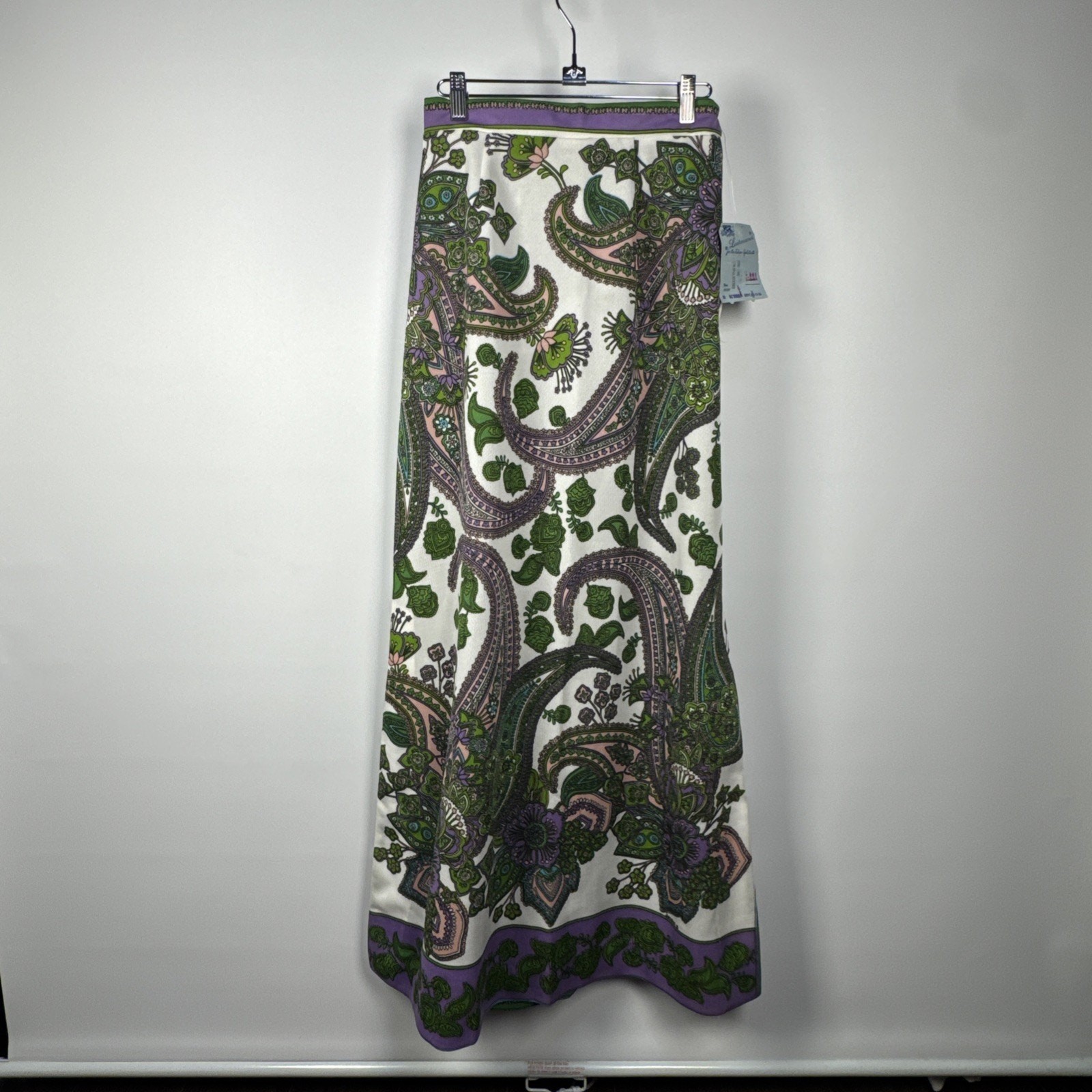 NWT Rare VTG Psychedelic Hippie 60s Floral Paisley Boho Maxi Skirt Small medium
