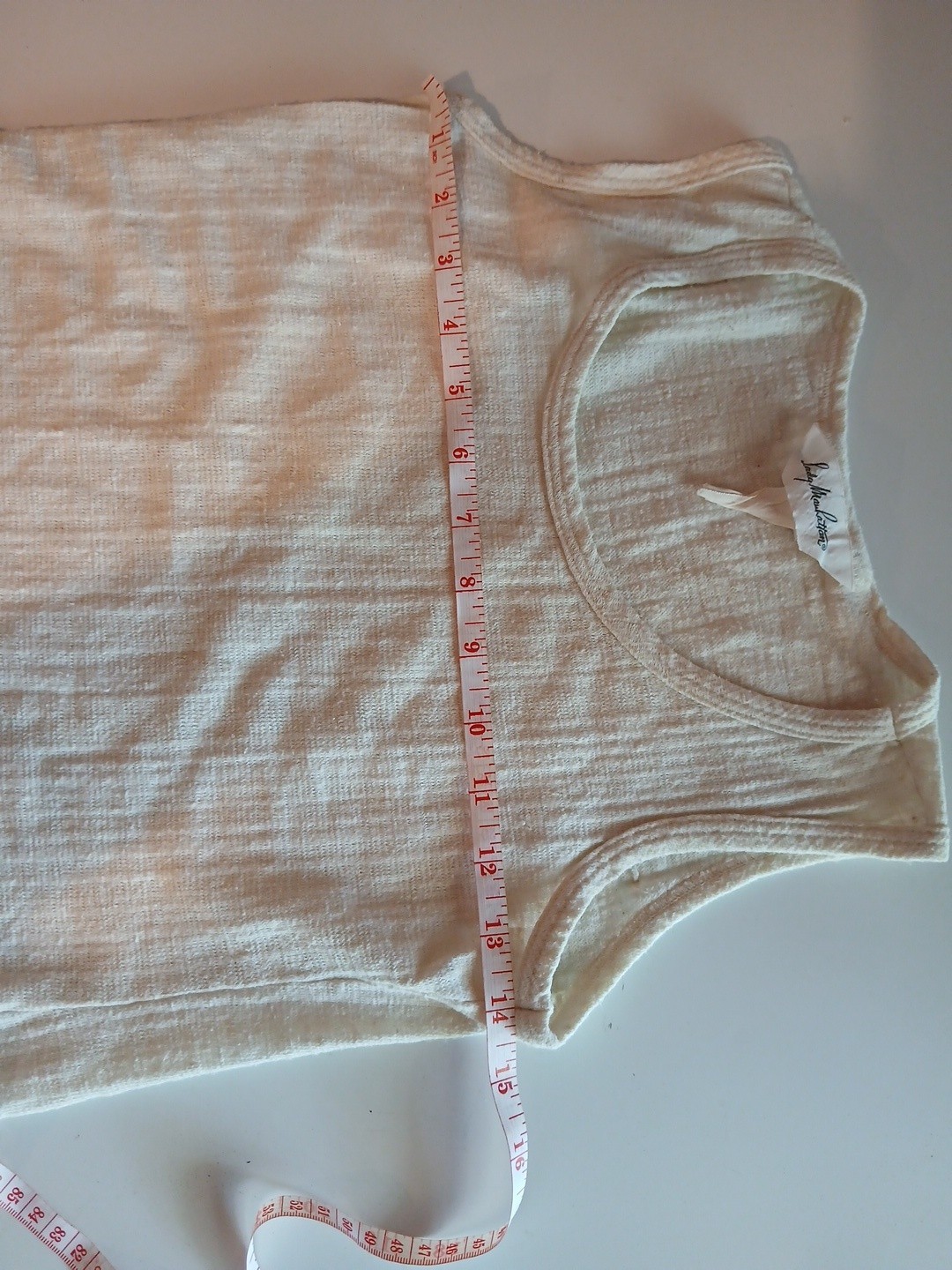VTG 70s Lady Manhattan 2 Pc Set Cream Textured Cotton Poly Blouse Tank