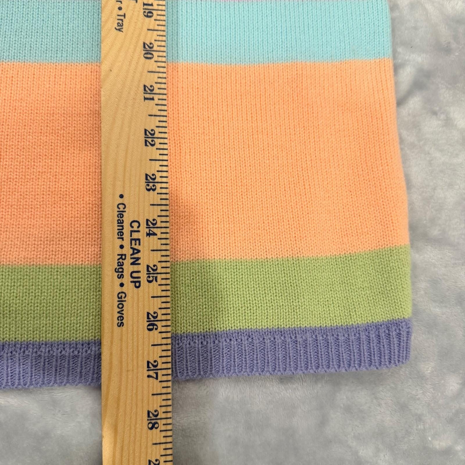 Bedford Fair Lifestyles Vintage Pastel Rainbow Striped Acrylic Sweater Large USA