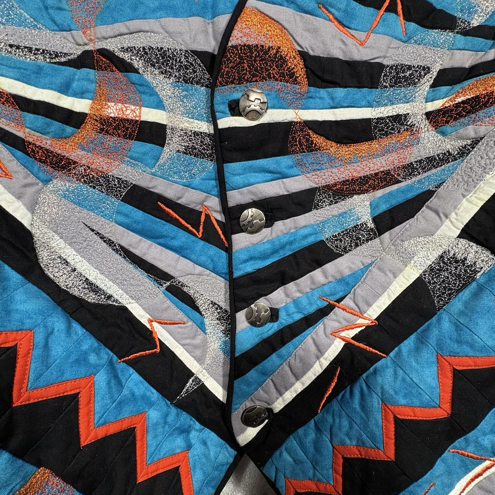 Vintage Handmade Quilted Patchwork Vest Womens L Boho 90s Artisan Calico OldLace