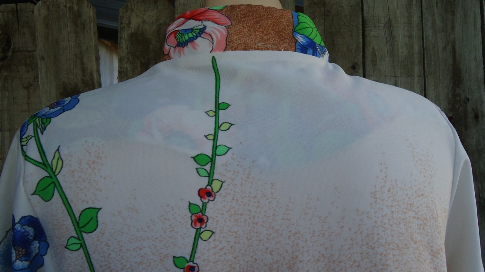 Vtg Silky M 12/14 Maxi Tropical Floral Zippered Lingerie Lounging Robe Polyester