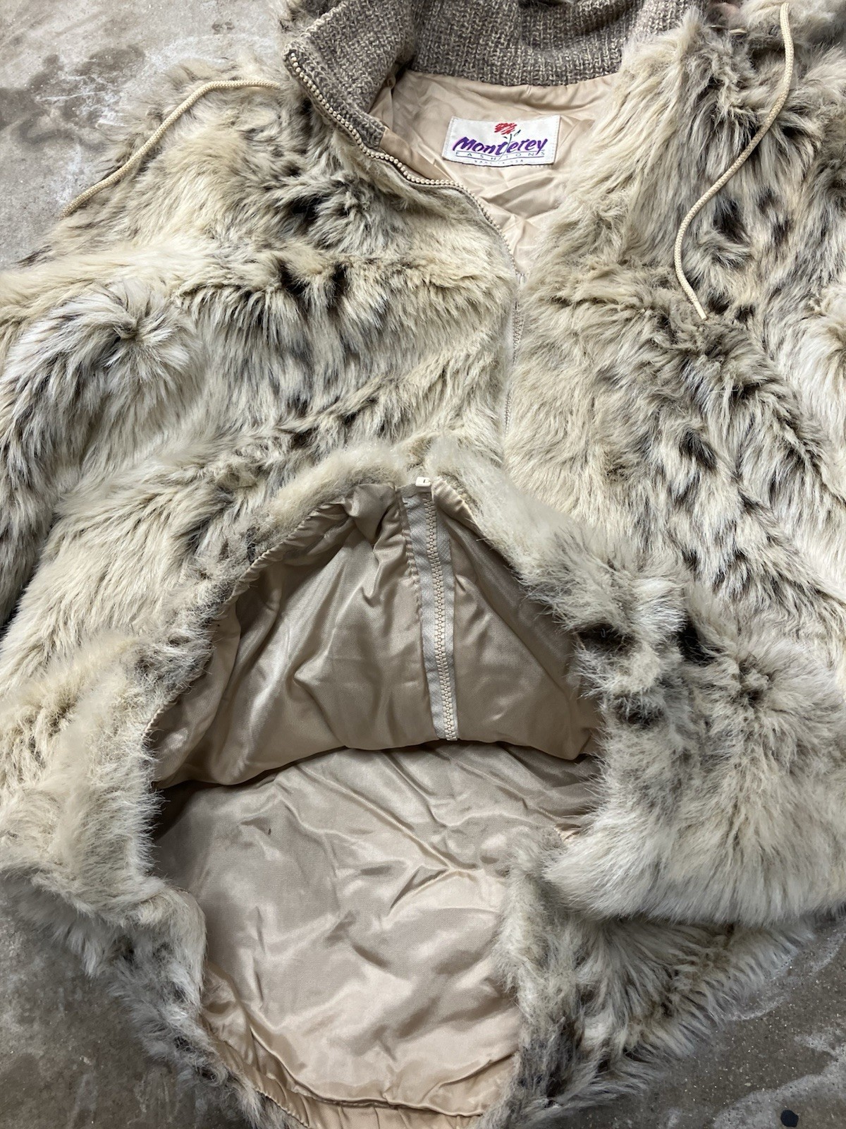 Vintage 80’s Monterey Fashions Spotted Faux Fur Coat Red Wolf Coyote USA 14 P