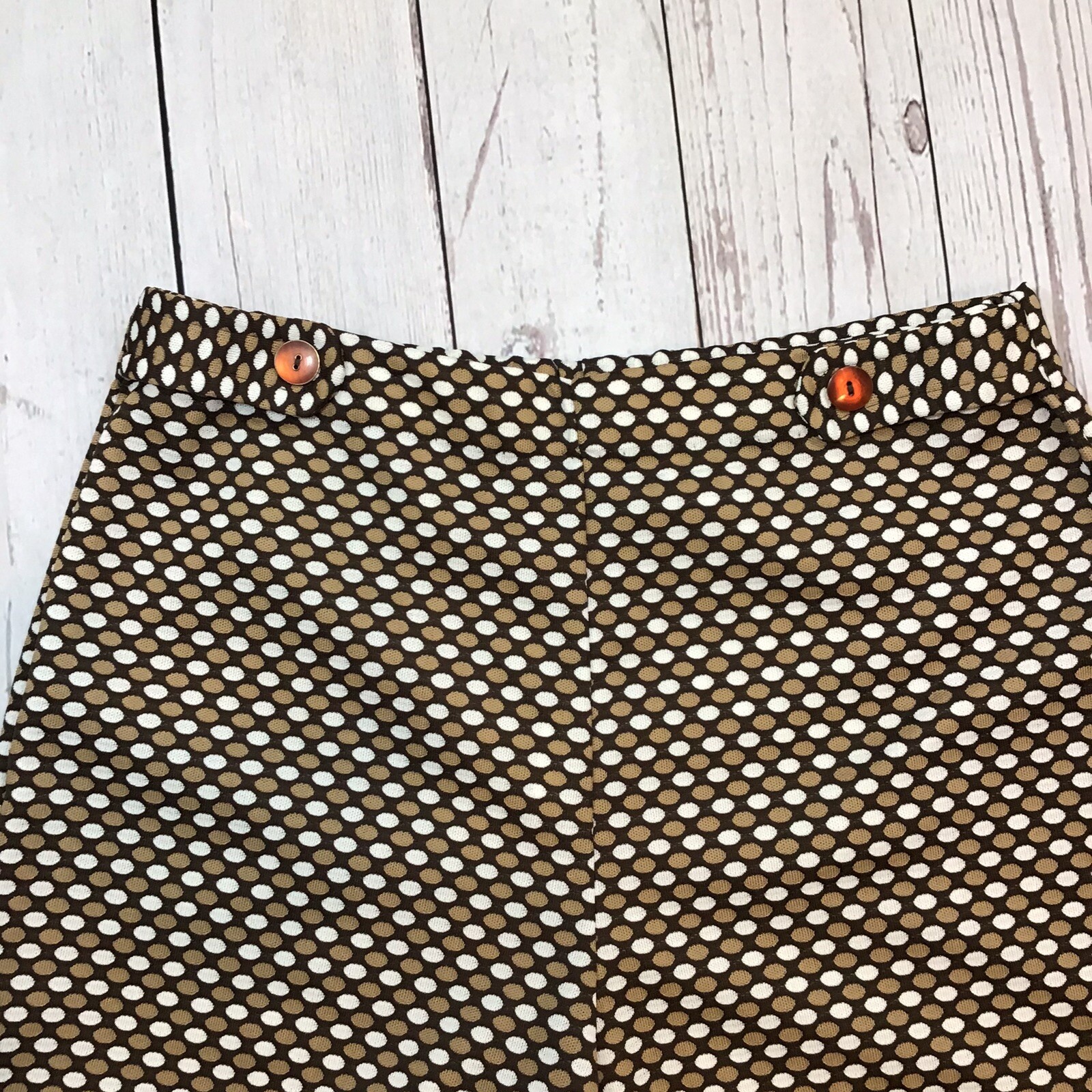 Shipmates Womens Vintage Brown Polkadot Stretch Pants Trousers Size M/L