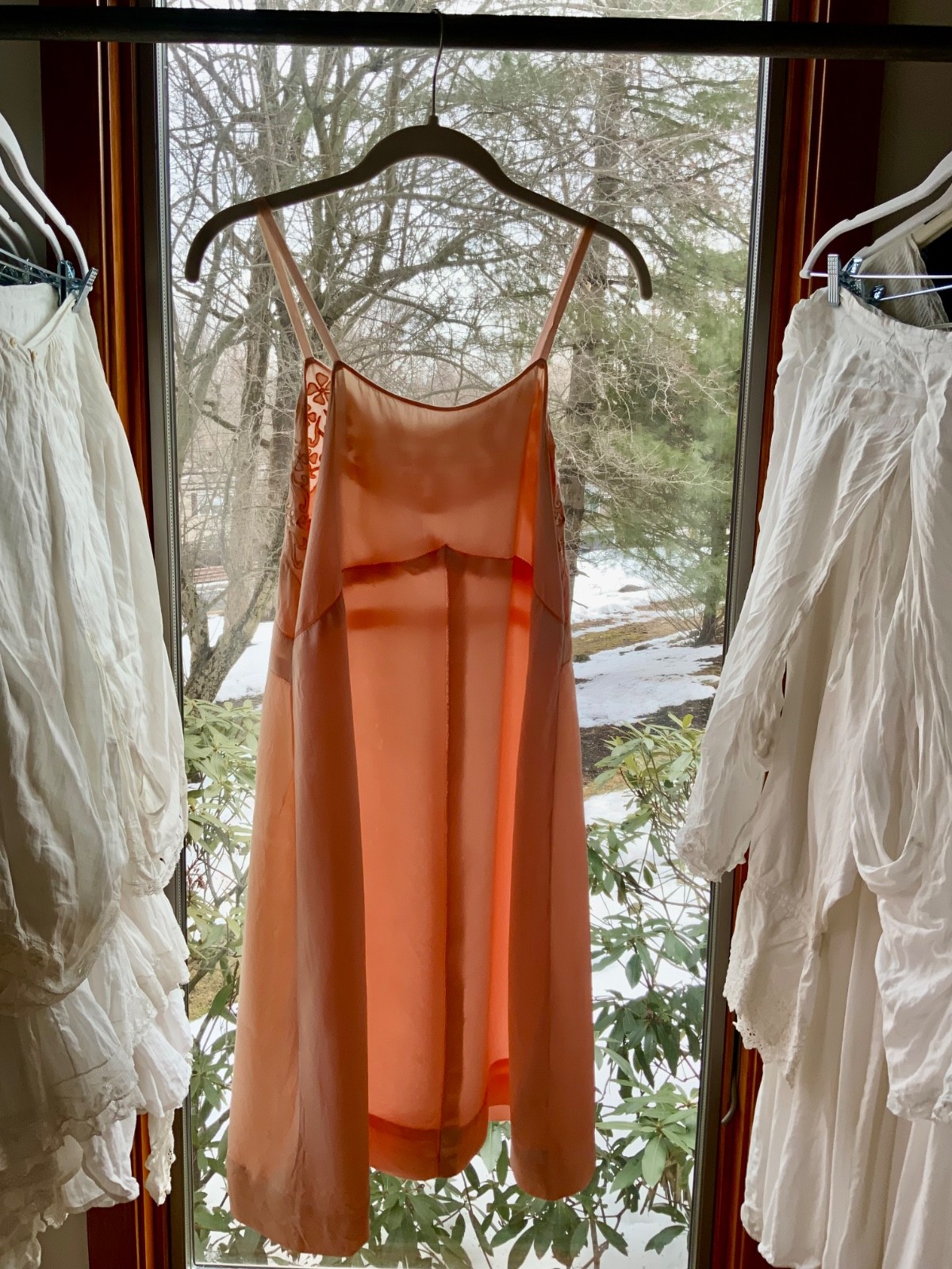 Vintage Peach Silk Satin Slip Dress – 1990s Lingerie Dress XS