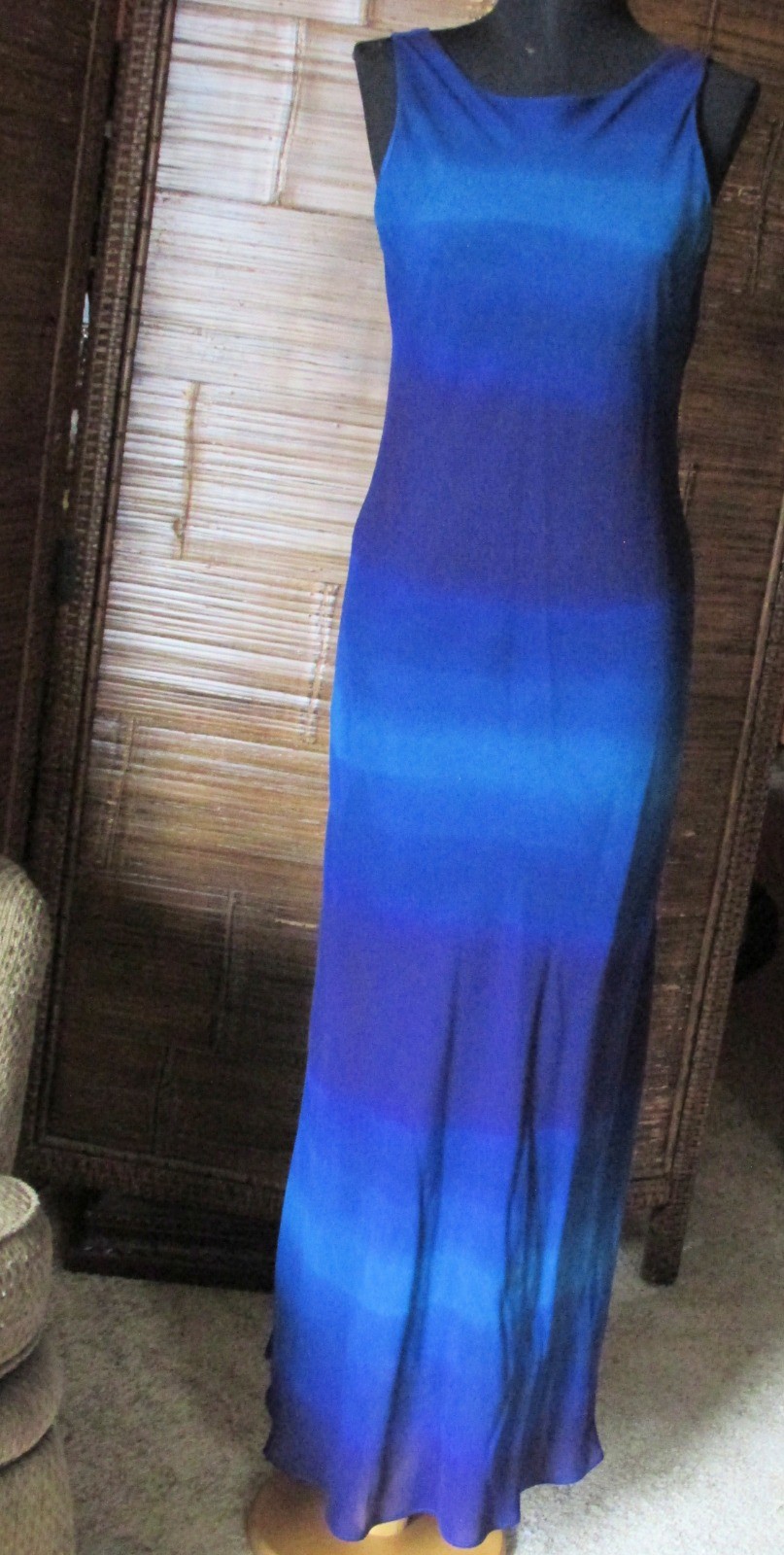 Casual Blue Ombre Sheath Dress Sleeveless Sundress Garden Party Sz 5/6