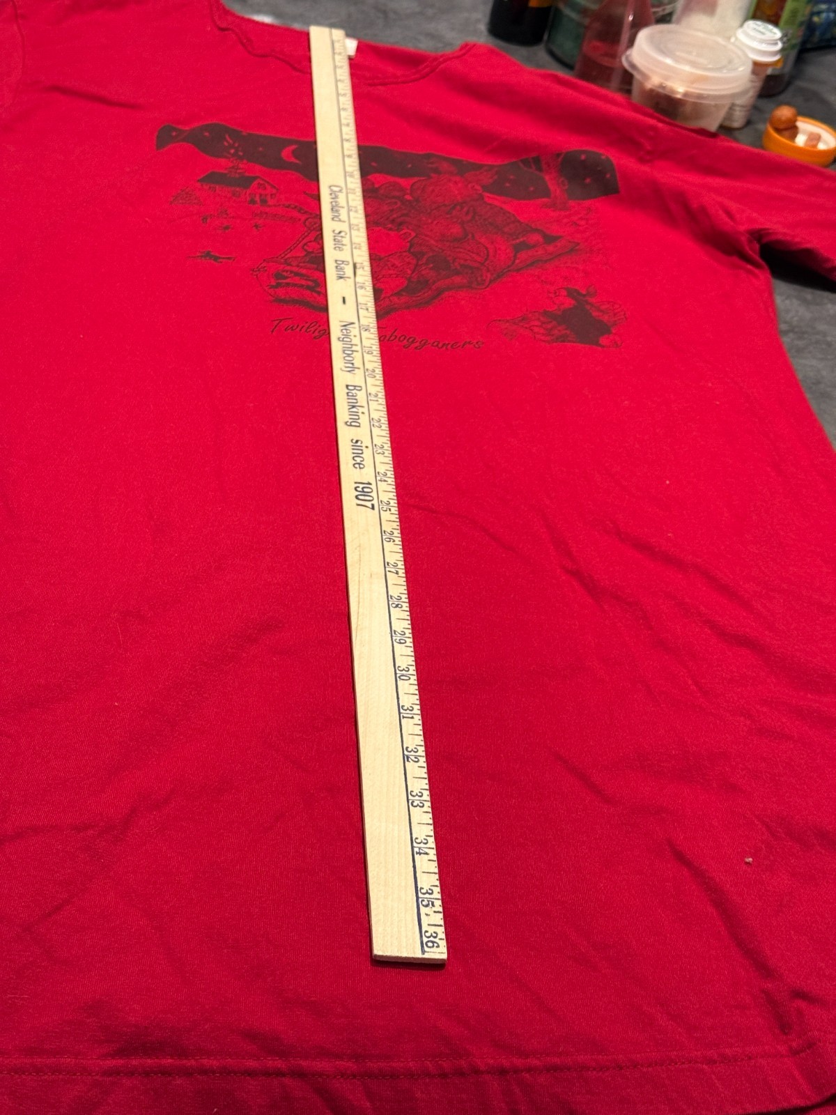 Vintage 90s Alps Womens OSFA Red Twilight Tobogganers Nightgown Moose Print