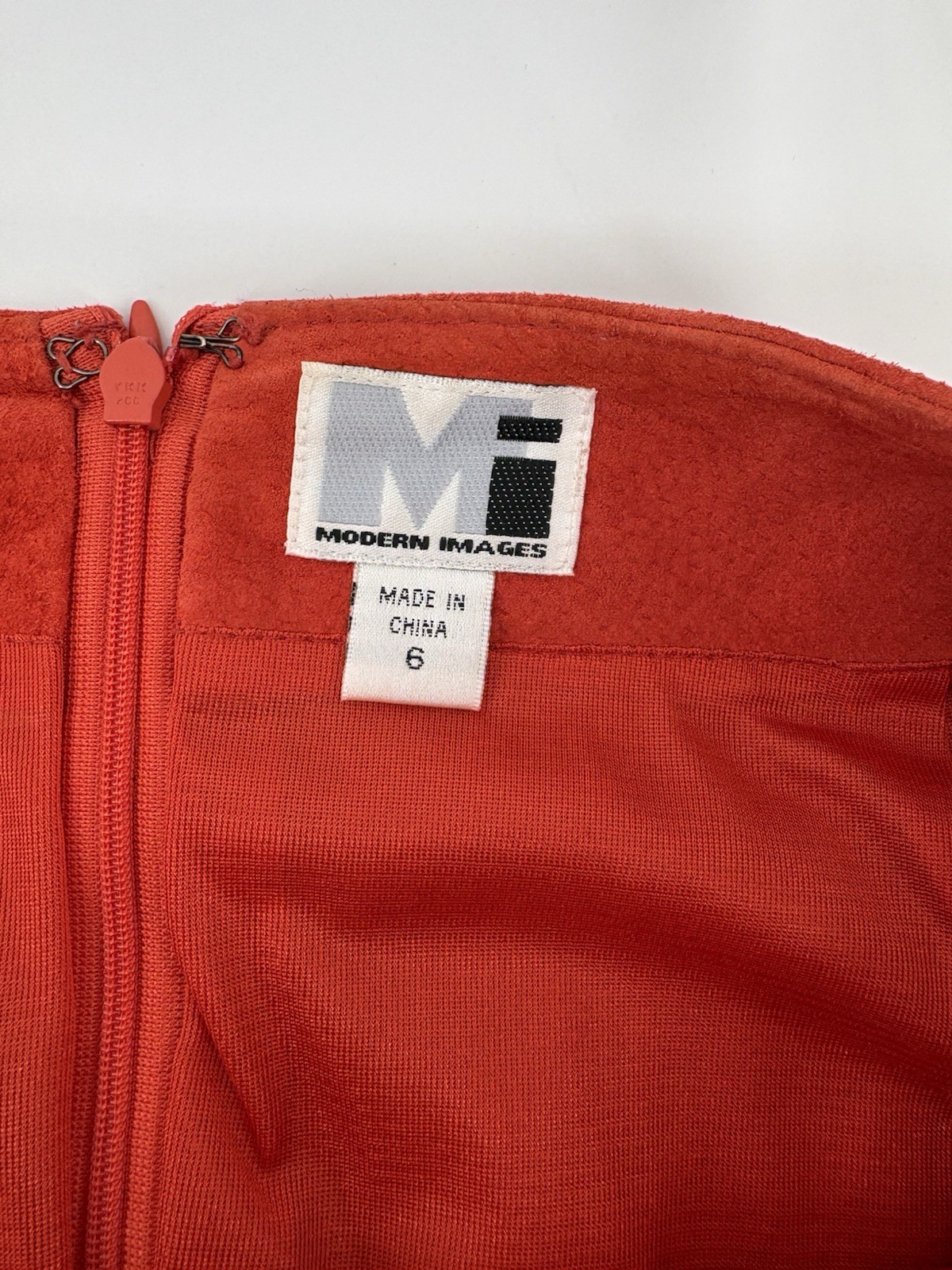 Vintage Modern Images Genuine Leather Suede A-Line Midi Skirt Red Orange Size 6