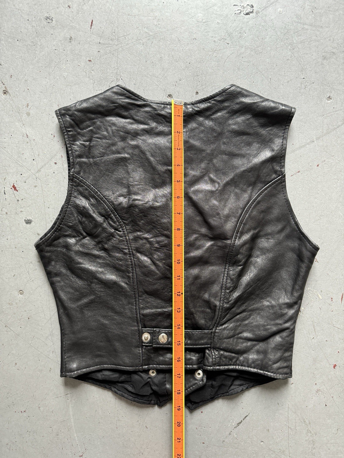 90s vintage double breasted black leather biker motorcycle chopper buckle vest