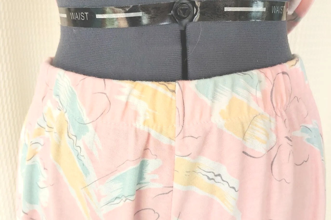 Vintage Pink Knit Skirt & Top Set with Yellow & Blue Florals Size 11/12