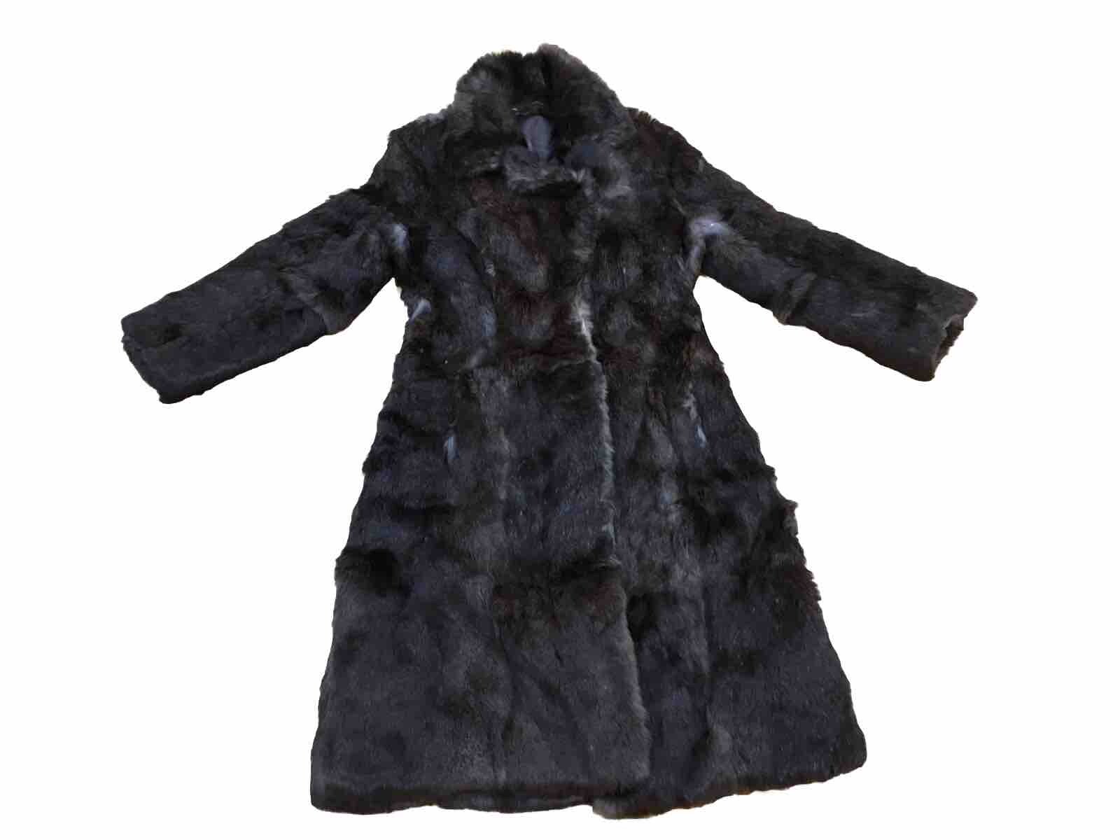 VTG 1970s Ladies Genuine Brown Real Coney Rabbit? Fur Winter Coat Size 16