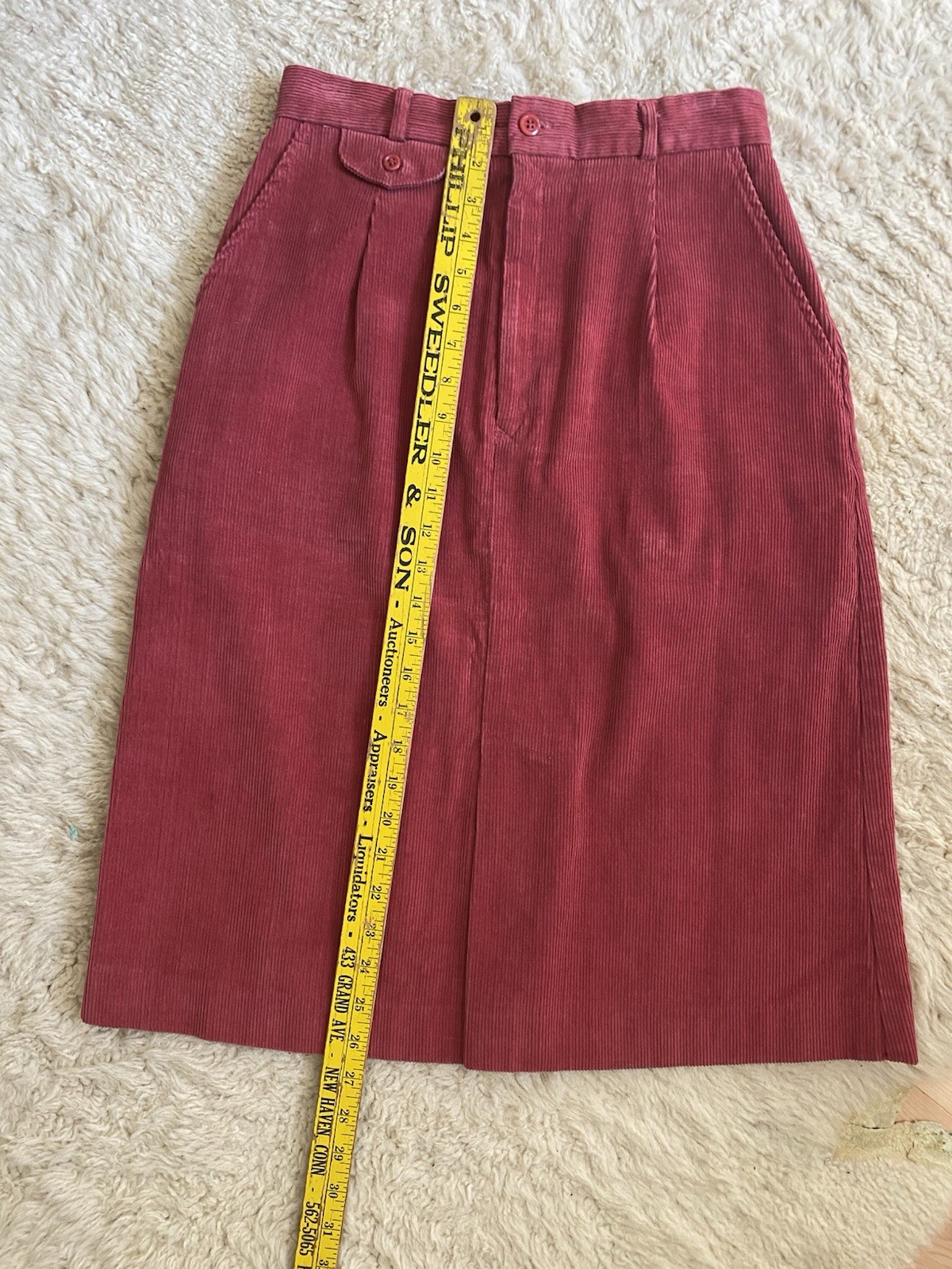 Vintage 90s Corduroy Pink Salmon Skirt Pencil Normcore Ivy Prep Northern Isles