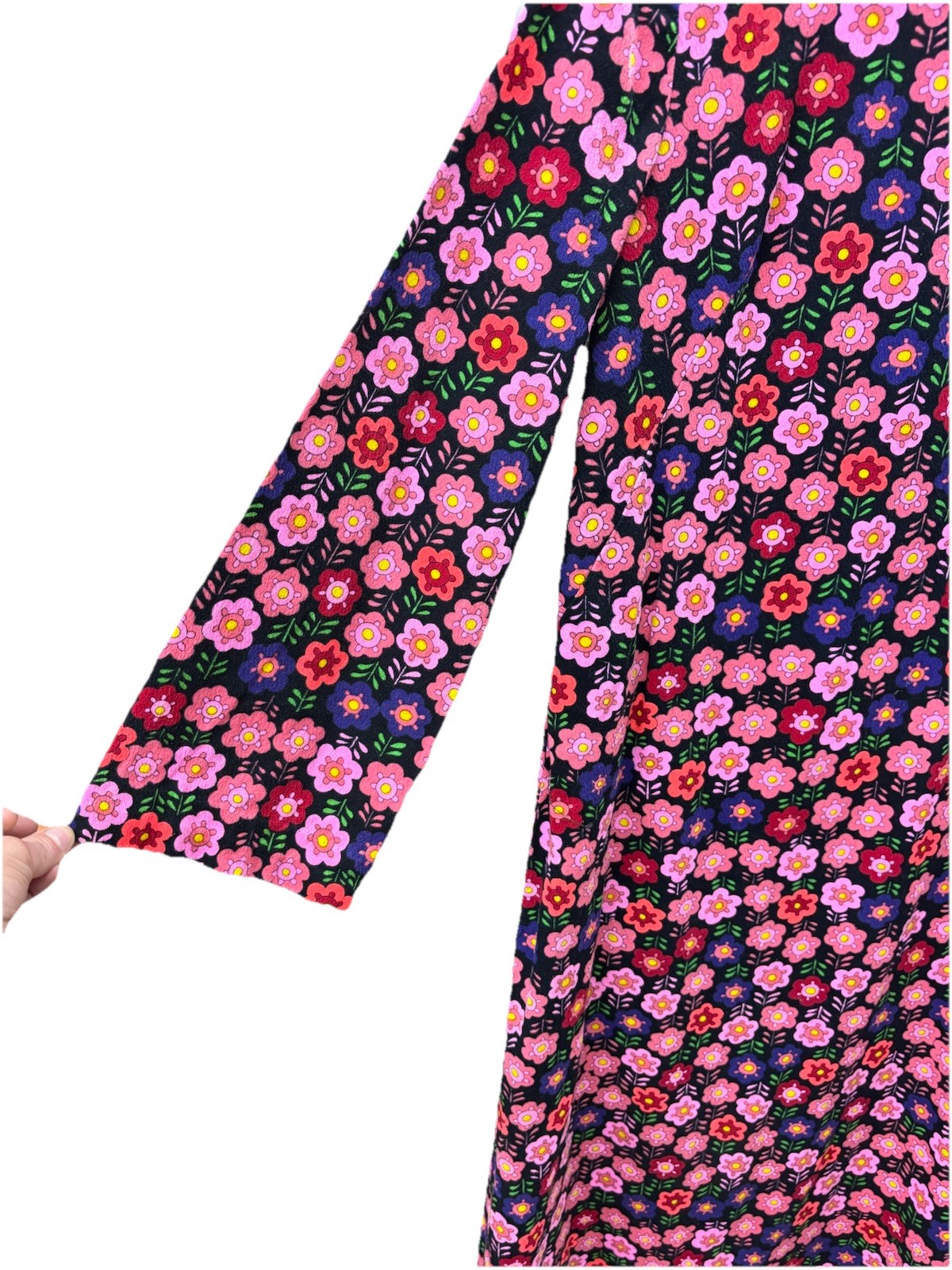 Vintage 60s 70’s Maxi Dress Psychedelic Floral Flower Power Colorful Boho Mod L