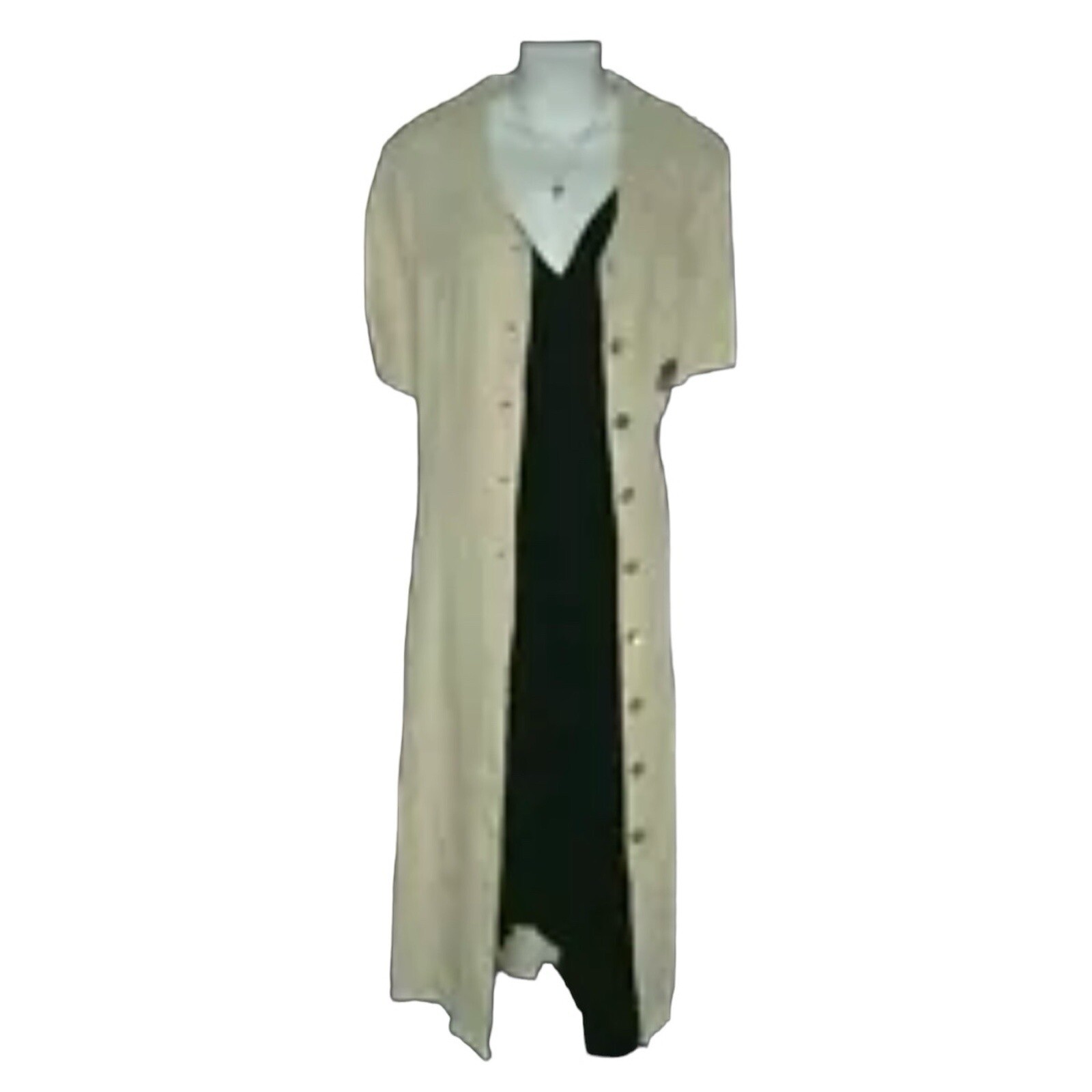 Vintage 80’s Positive Influence Dress Linen Duster Tribal Boho Grandmother Plus