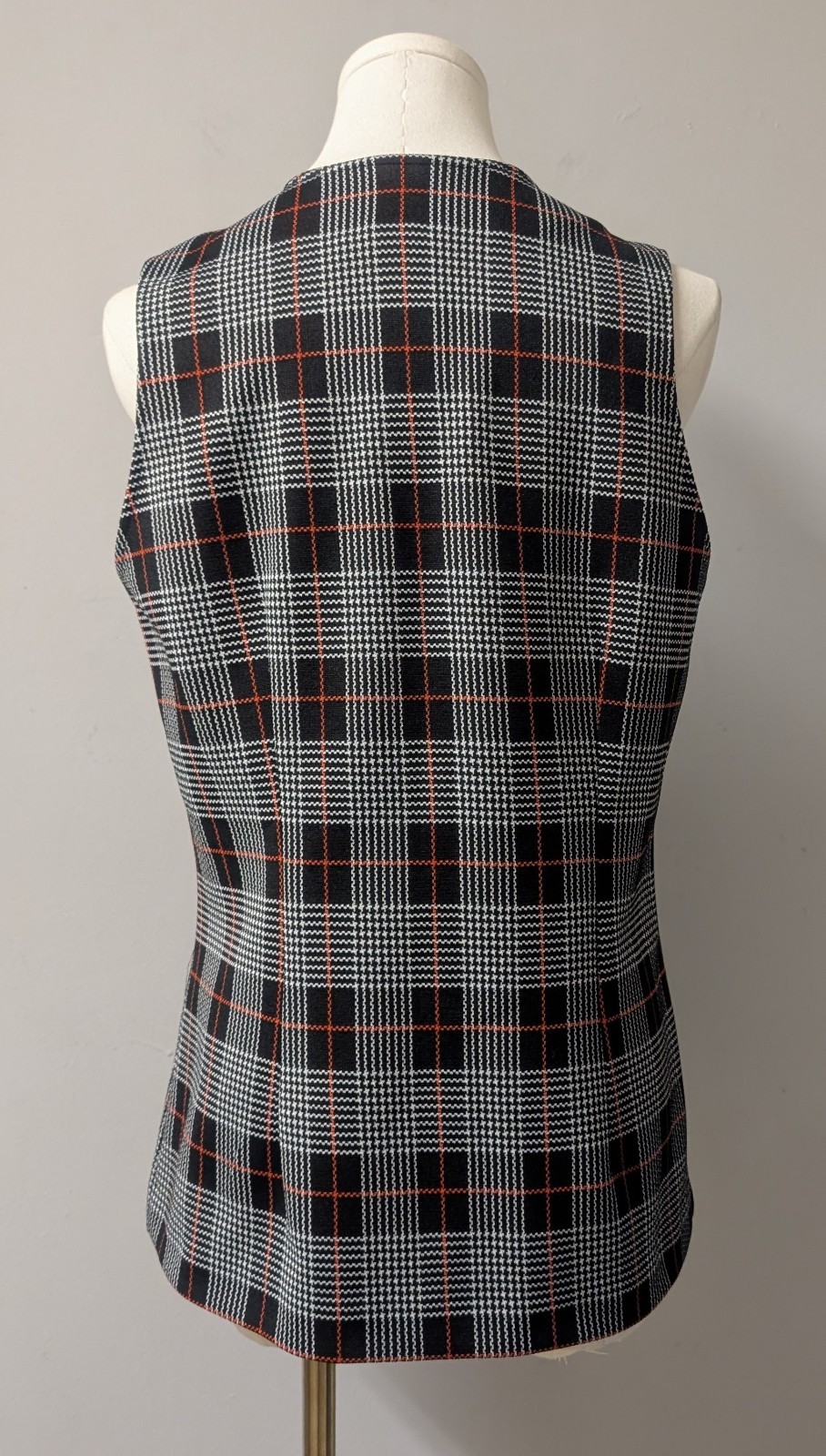 Vintage 70’s Queen Casuals Vest & Pants Set Houndstooth Plaid M Petite