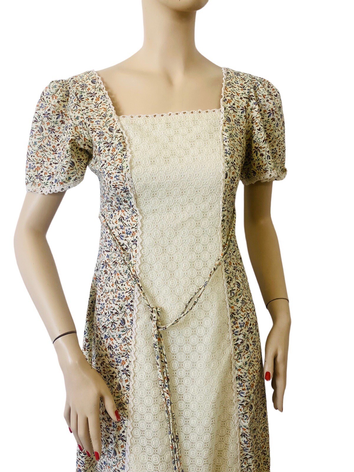 Vintage Candi Jones California Prairie Cottagecore Coquette Maxi Dress 70s XS-S