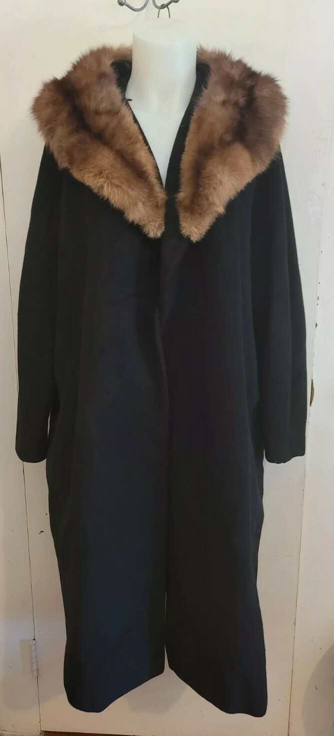 Vintage Montaldo Frank Gallant Fur Collar Coat Size XXL Classic Gallanaire Mod