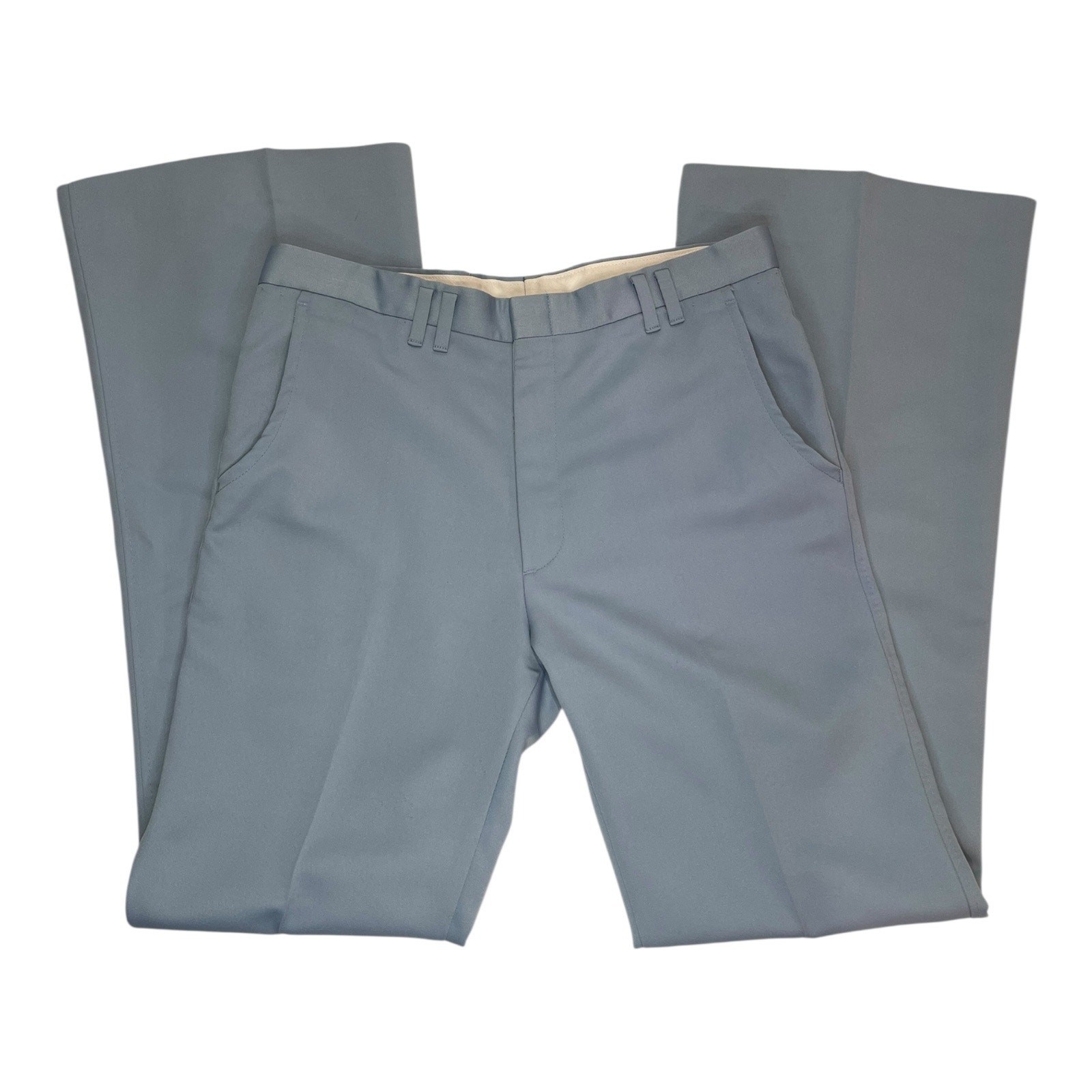 1970s Farah Powder Blue Bell Bottom Pants High Rise Wide Leg Ladies Slacks Sz M