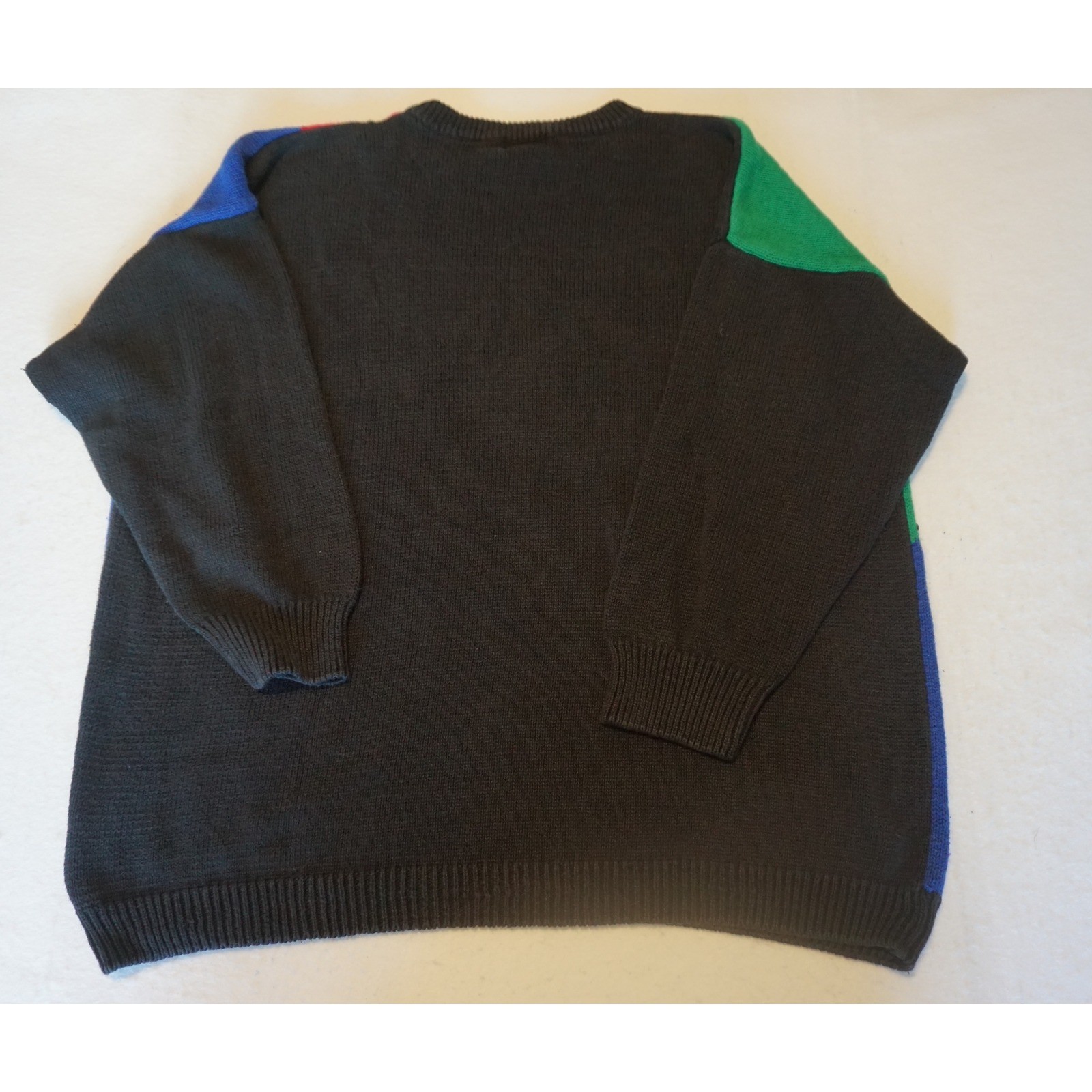 Vintage Leslie Fay Sportswear Colorblock Sequin Diamond Knit Sweater XL Multi