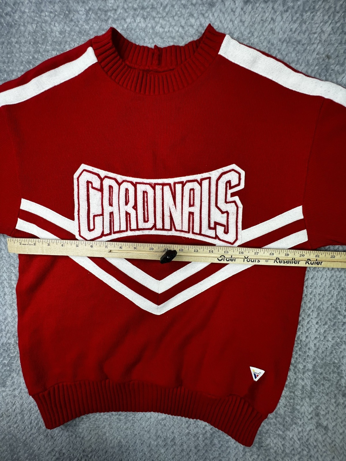 Varsity Red White Cheerleader Acrylic Pullover Sweater Shirt Medium Cardinals