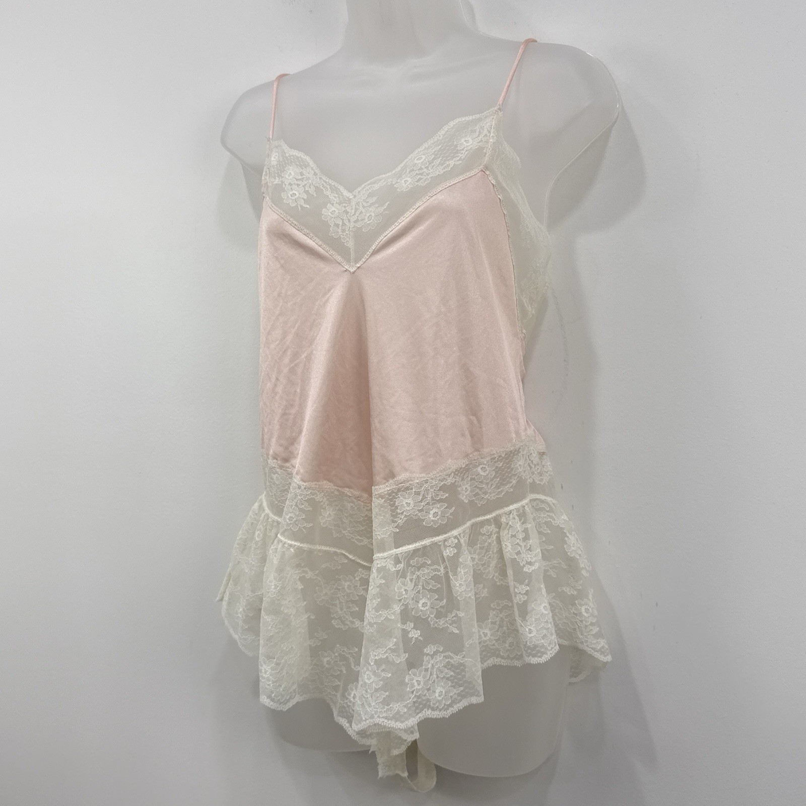 VTG Gilead Bodysuit M Pink Lace M Fairy Dainty Balletcore Victorian Coquette USA