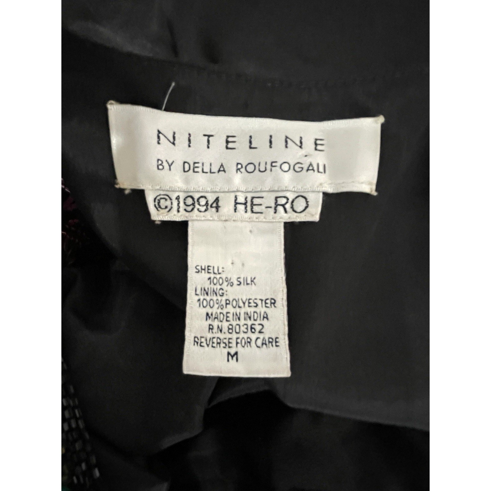 VTG 90s Niteline By Della Roufogali Sequin Beaded Multi Colored SILK Vest SZ M