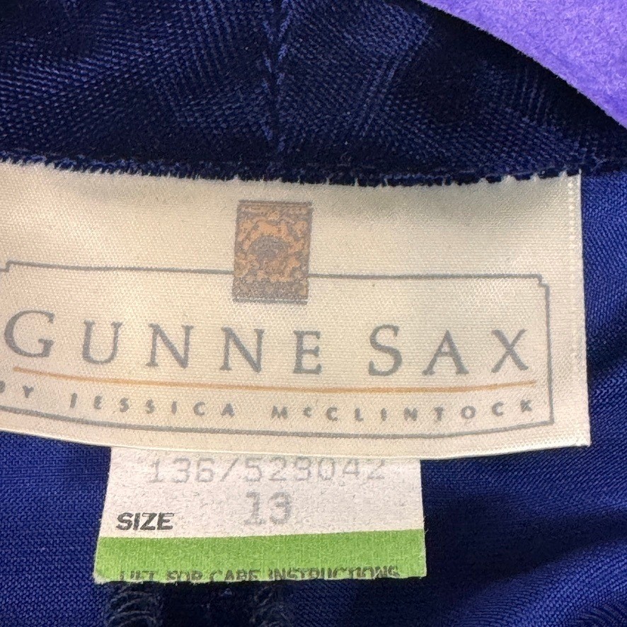 Vintage Gunne Sax Jessica McClintock Blue Velvet Cropped Jacket Puff Sleeve 13