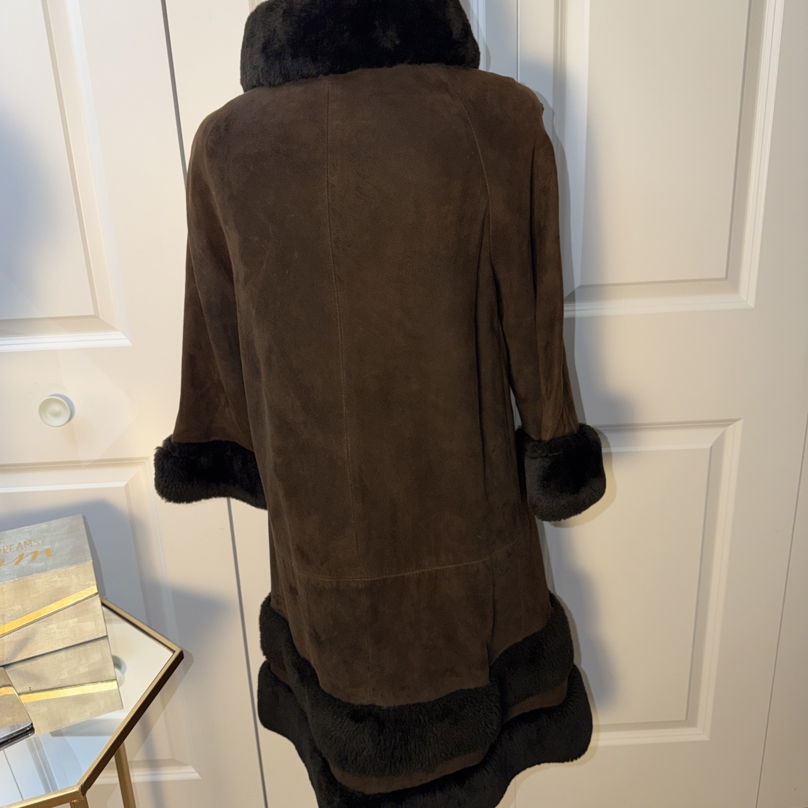 Vintage Union Maid 60S Suede Shearling Penny Lane Brown Coquette Button Coat