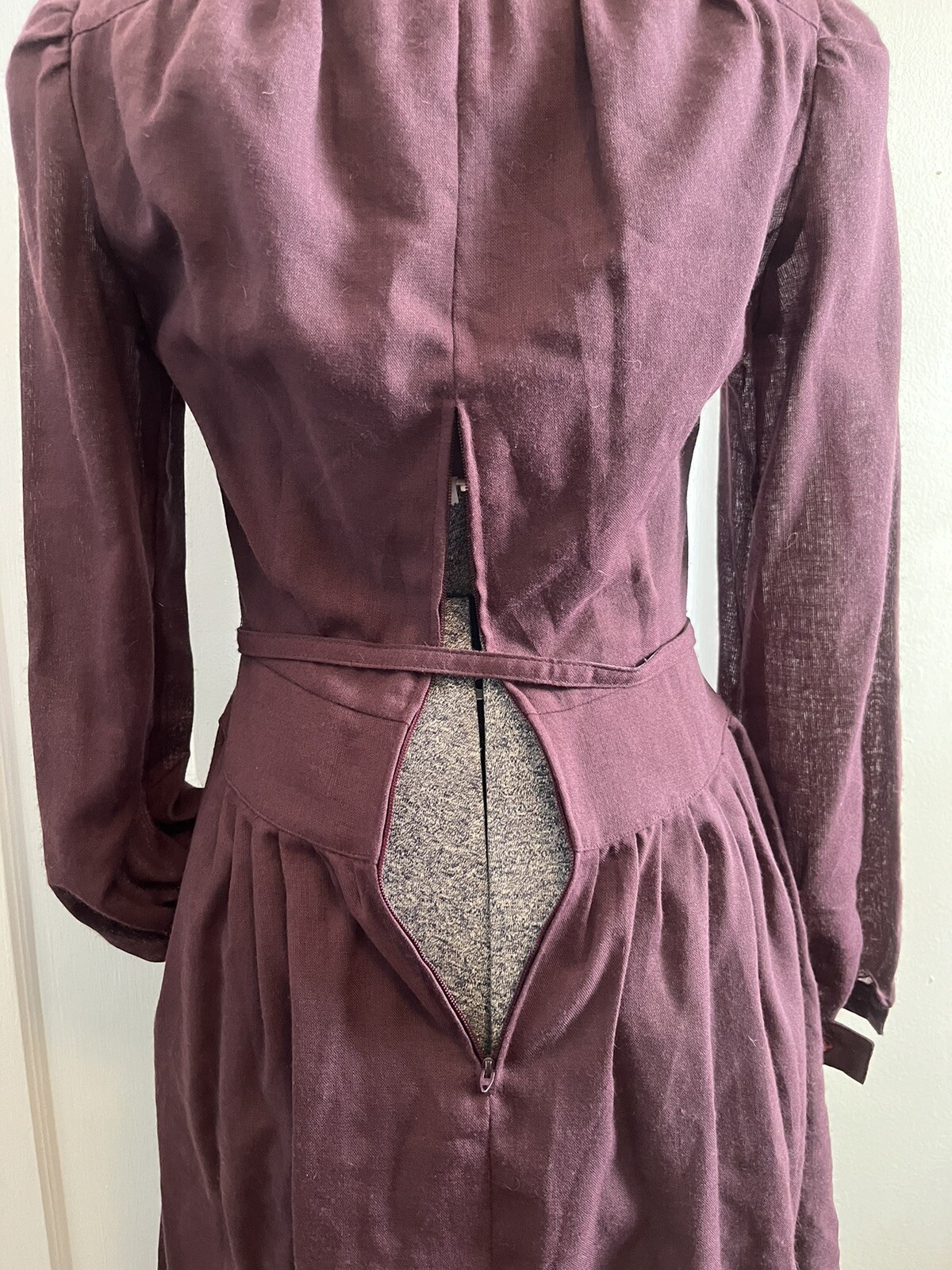 Vintage Size 7 Jody T Of California Eggplant Tea Mid Knee Length Dress W Pockets