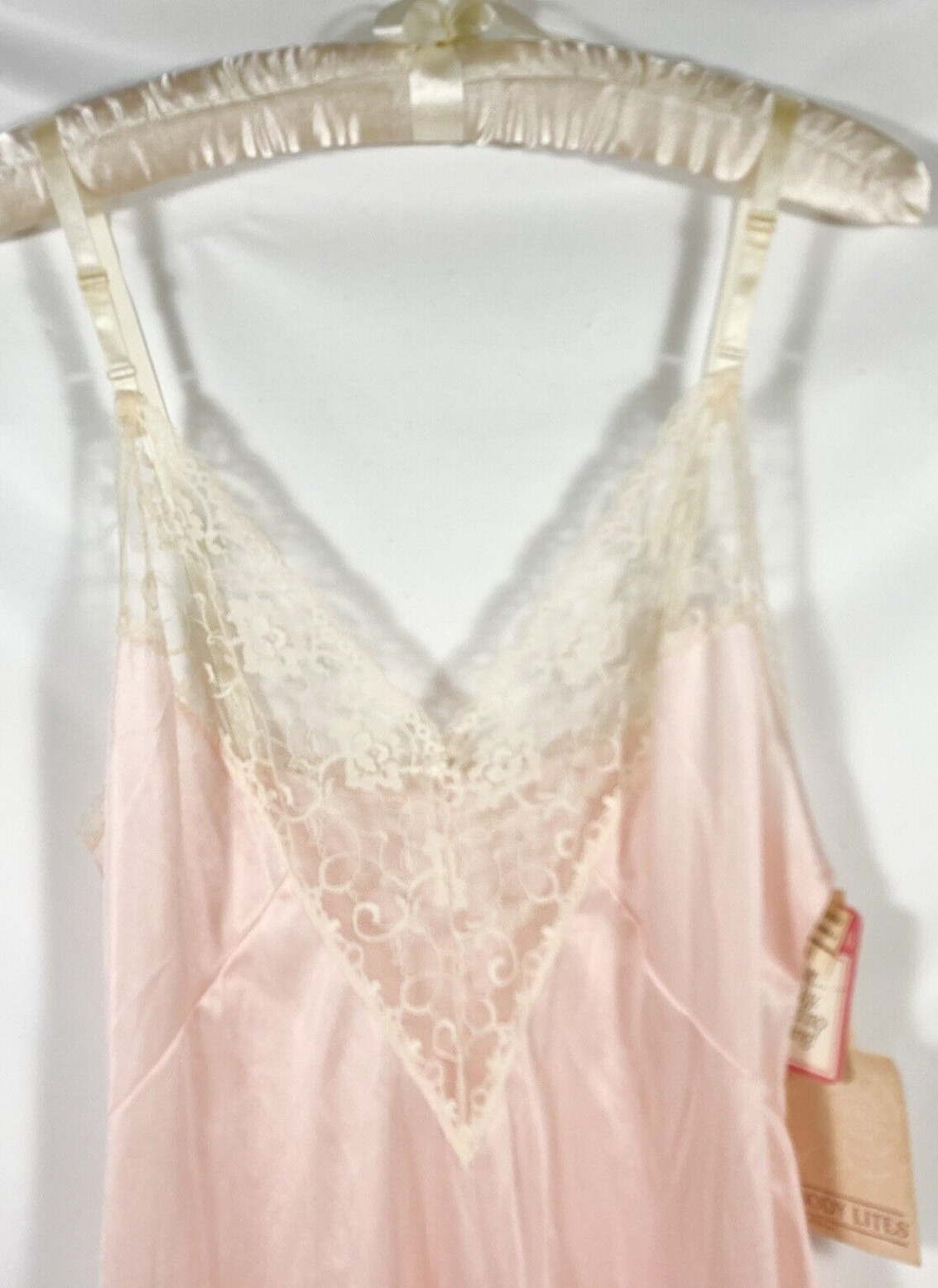 Vtg JC Penney Full Slip Lace Bodice Sexy Lingerie Nightgown Sz 36 Body Lites NOS