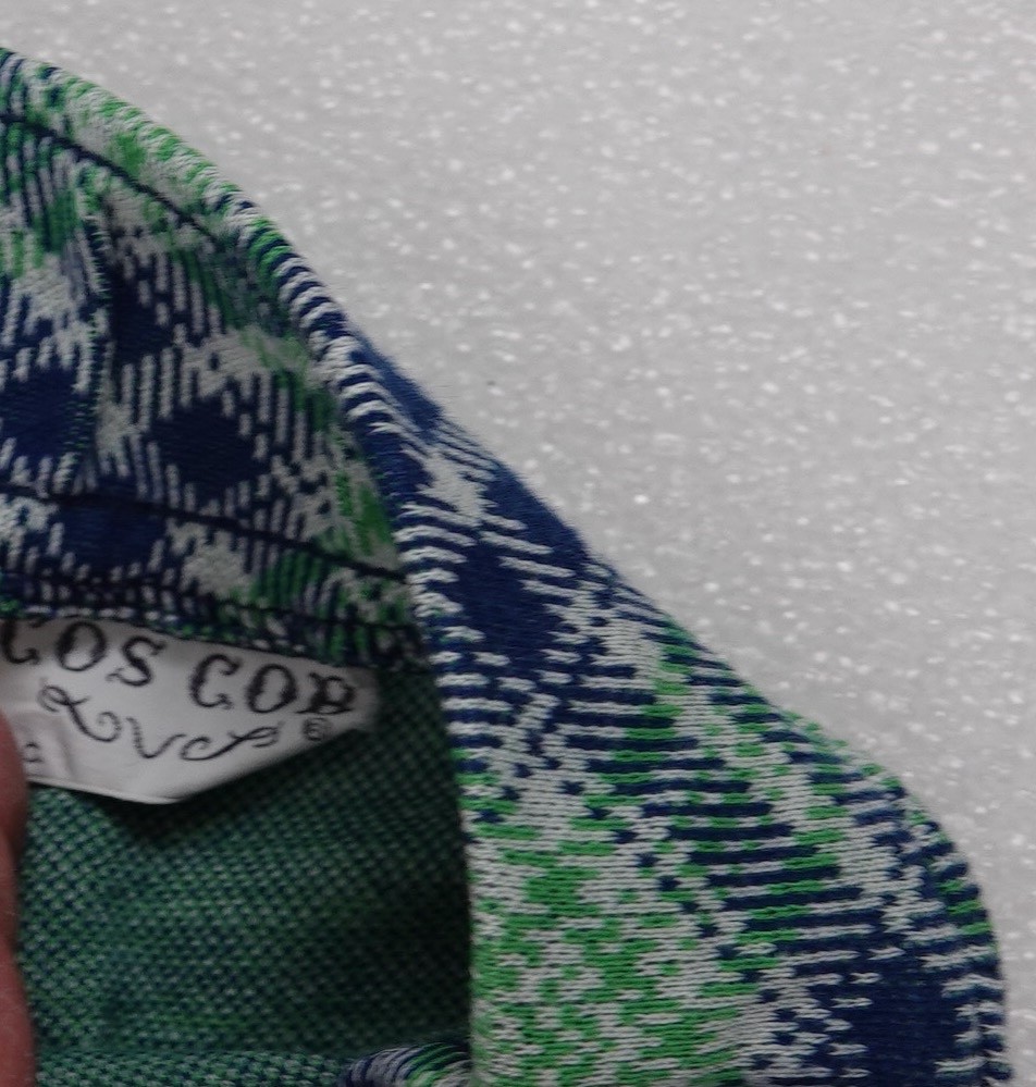 WOMANS VINTAGE 3 PIECE COS COB GREEN & BLUE PLAID ACRYLIC USA SIZE 11/12