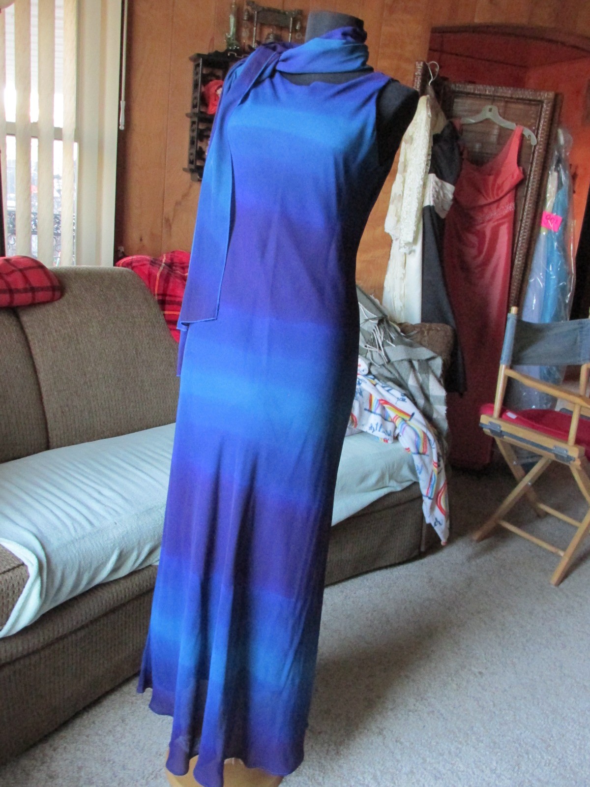 Casual Blue Ombre Sheath Dress Sleeveless Sundress Garden Party Sz 5/6