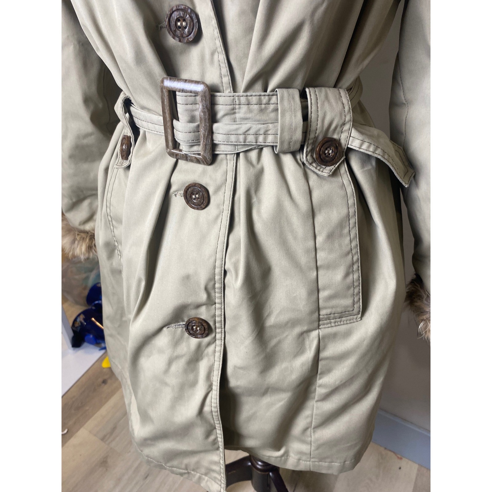 Vintage Eddie Bauer Expedition Outfitters Goose Down Down Parka Fur Trench Coat